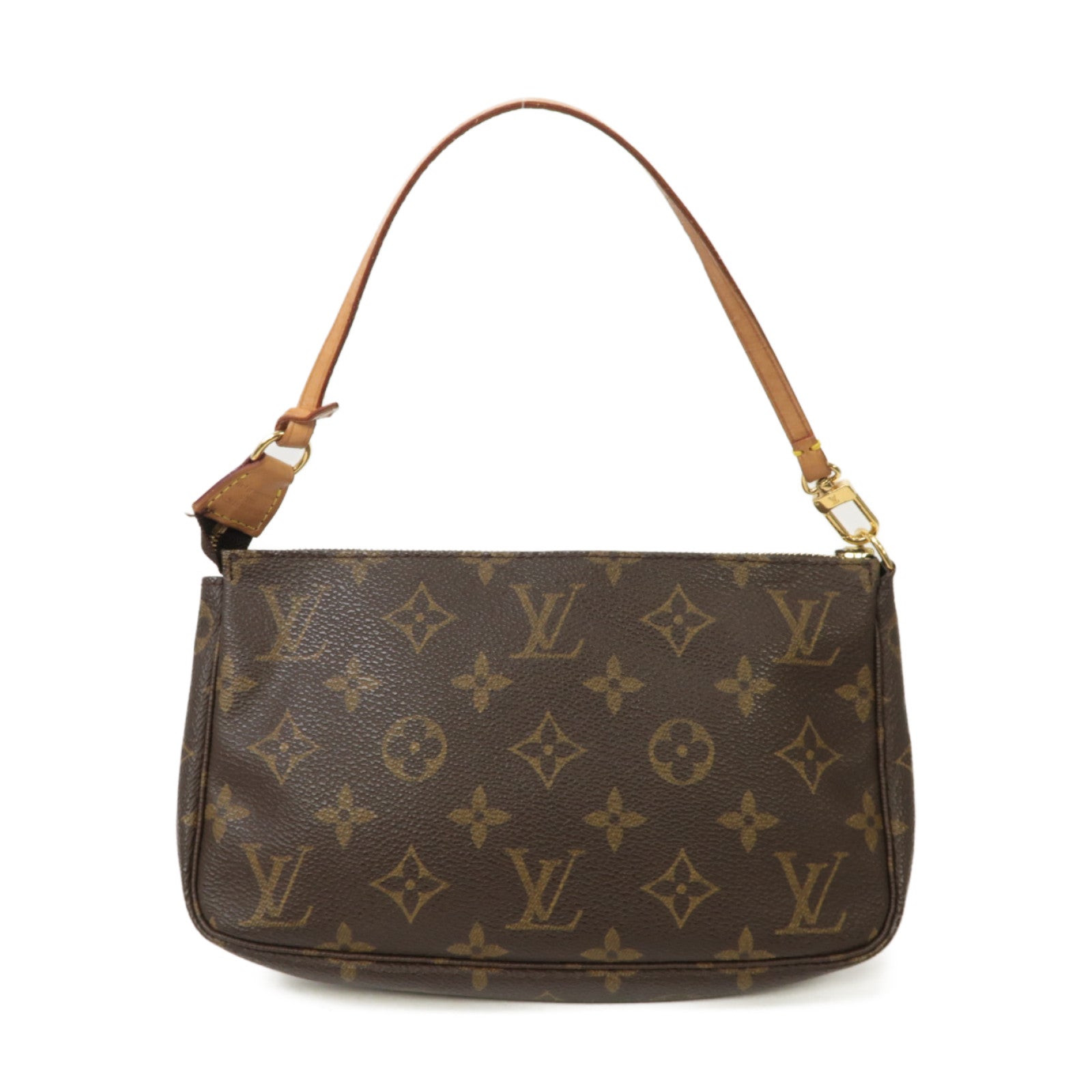 LOUIS VUITTON Monogram Pochette金扣肩背袋棕色