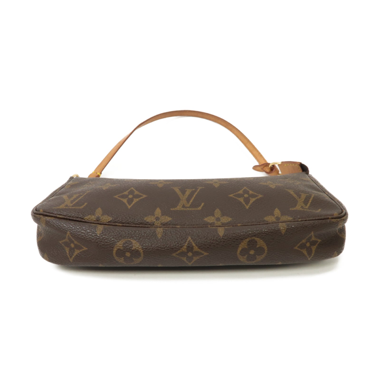 LOUIS VUITTON Monogram Pochette金扣肩背袋棕色