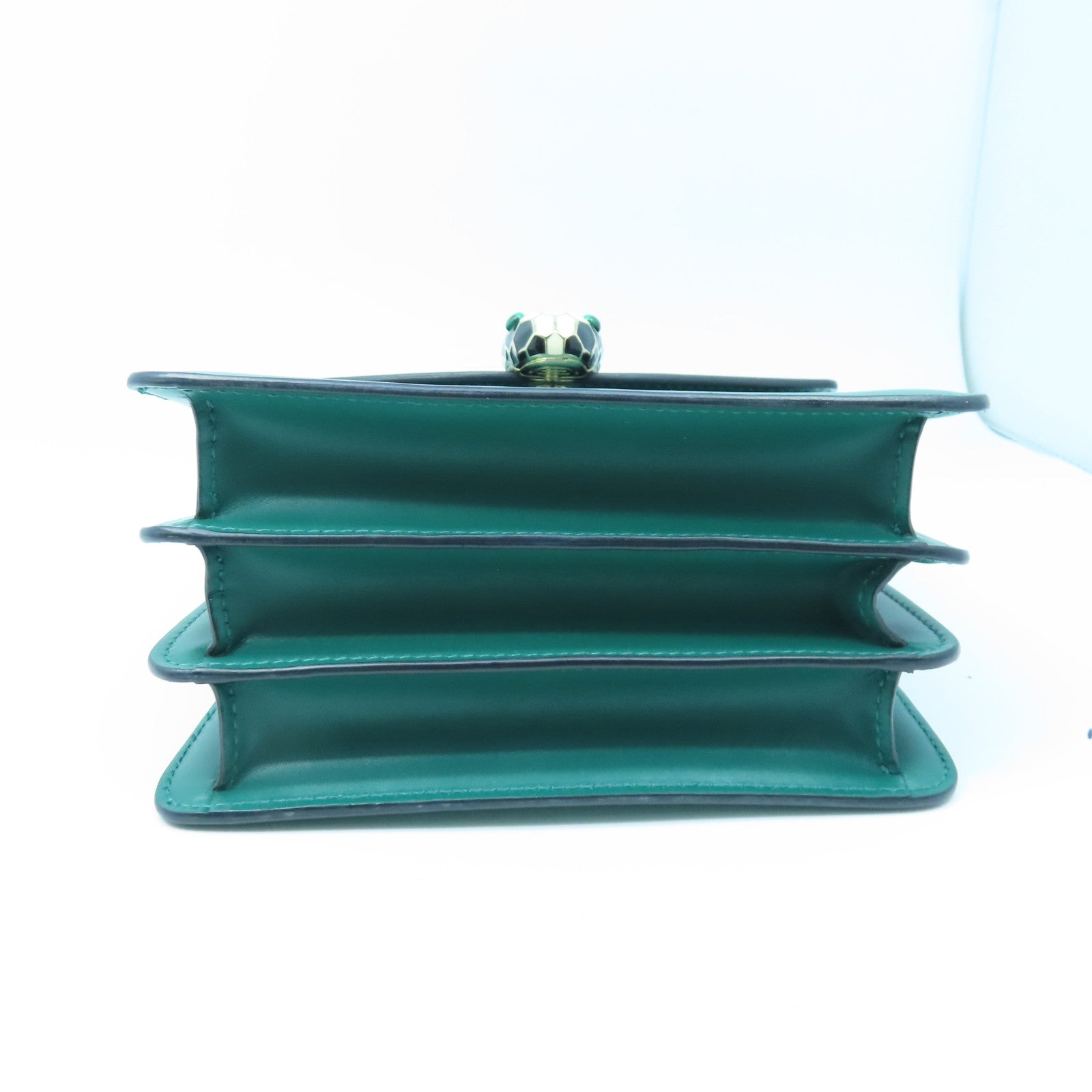 BVLGARI 牛皮皮革Serpenti Forever Top Handle金扣鏈帶肩背袋綠色