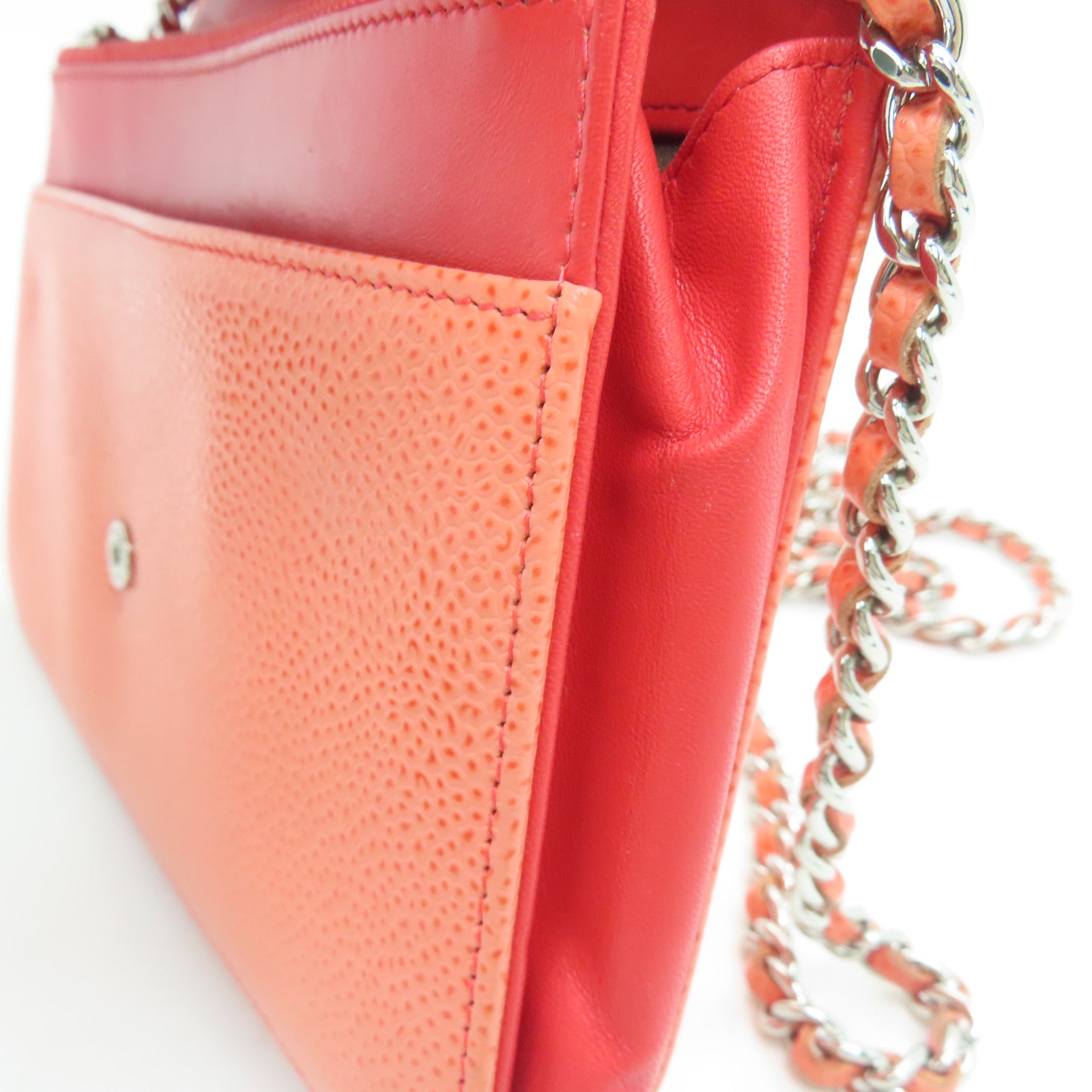 CHANEL [Sharp Discount] Caviar Leather Chain Shoulder Silver Buckle Shoulder Bag Pink
