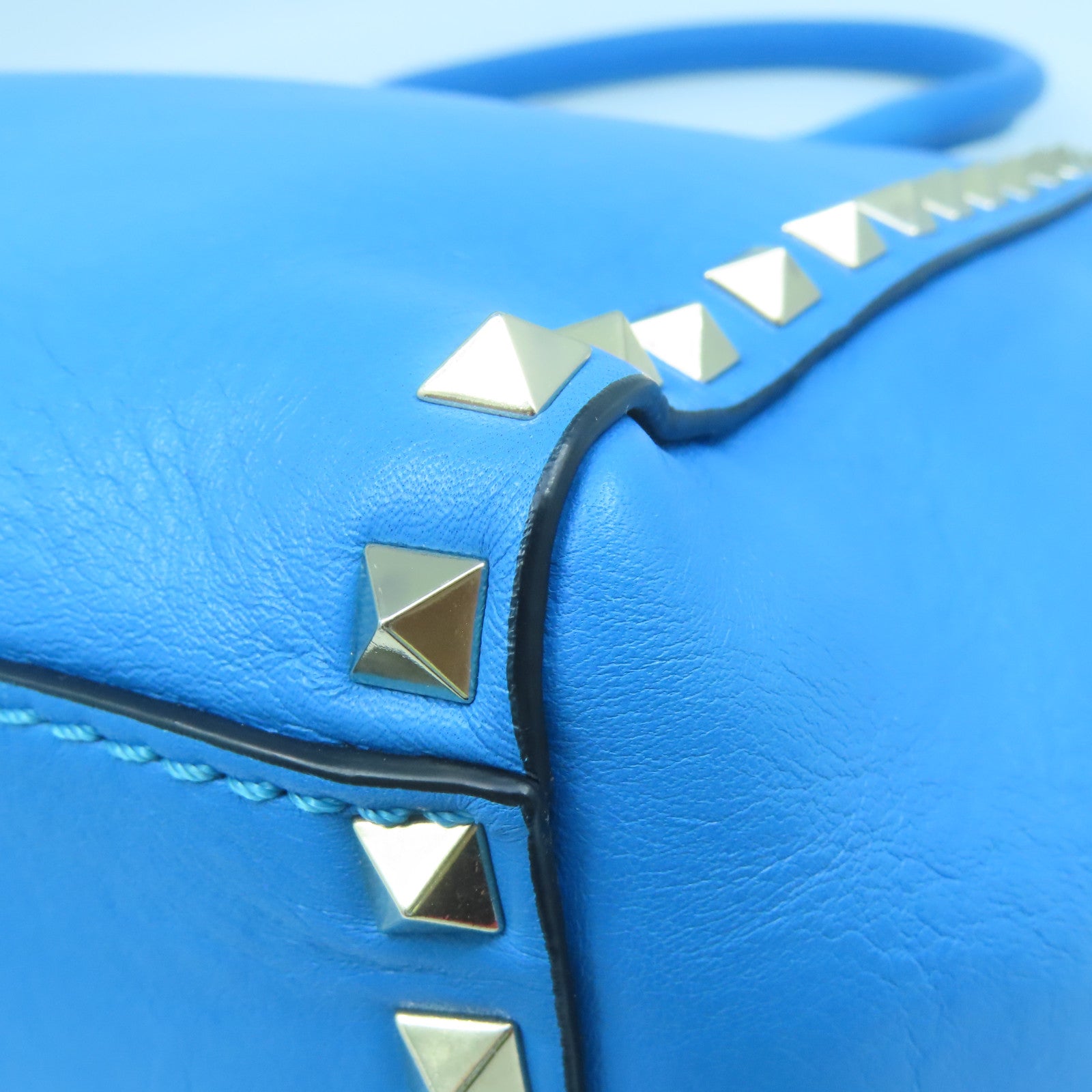 Valentino 【激減優惠】牛皮皮革2way Shoulder Bag金扣手挽肩背兩用袋藍色