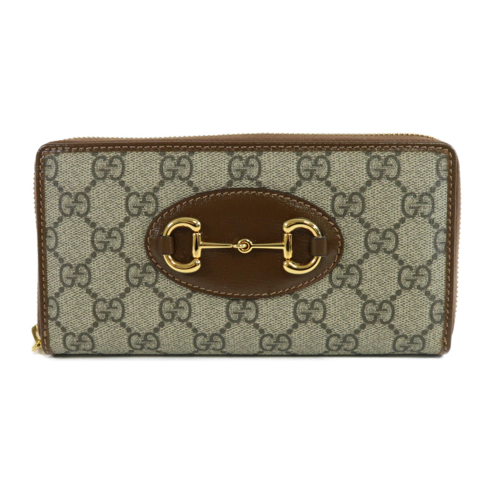 GUCCI 塗層帆布Horsebit 1955 Long Wallet金扣長錢包米色/啡色