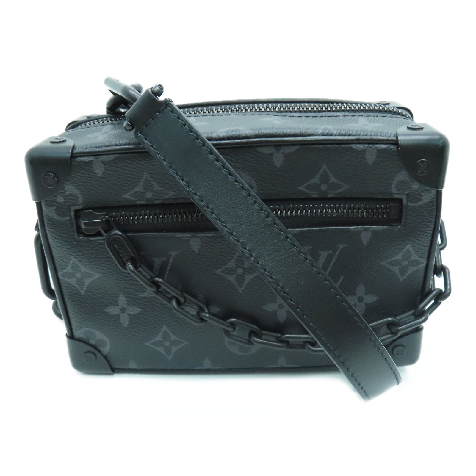 LOUIS VUITTON Monogram Eclipse Mini Soft Trunk肩背袋黑扣黑色
