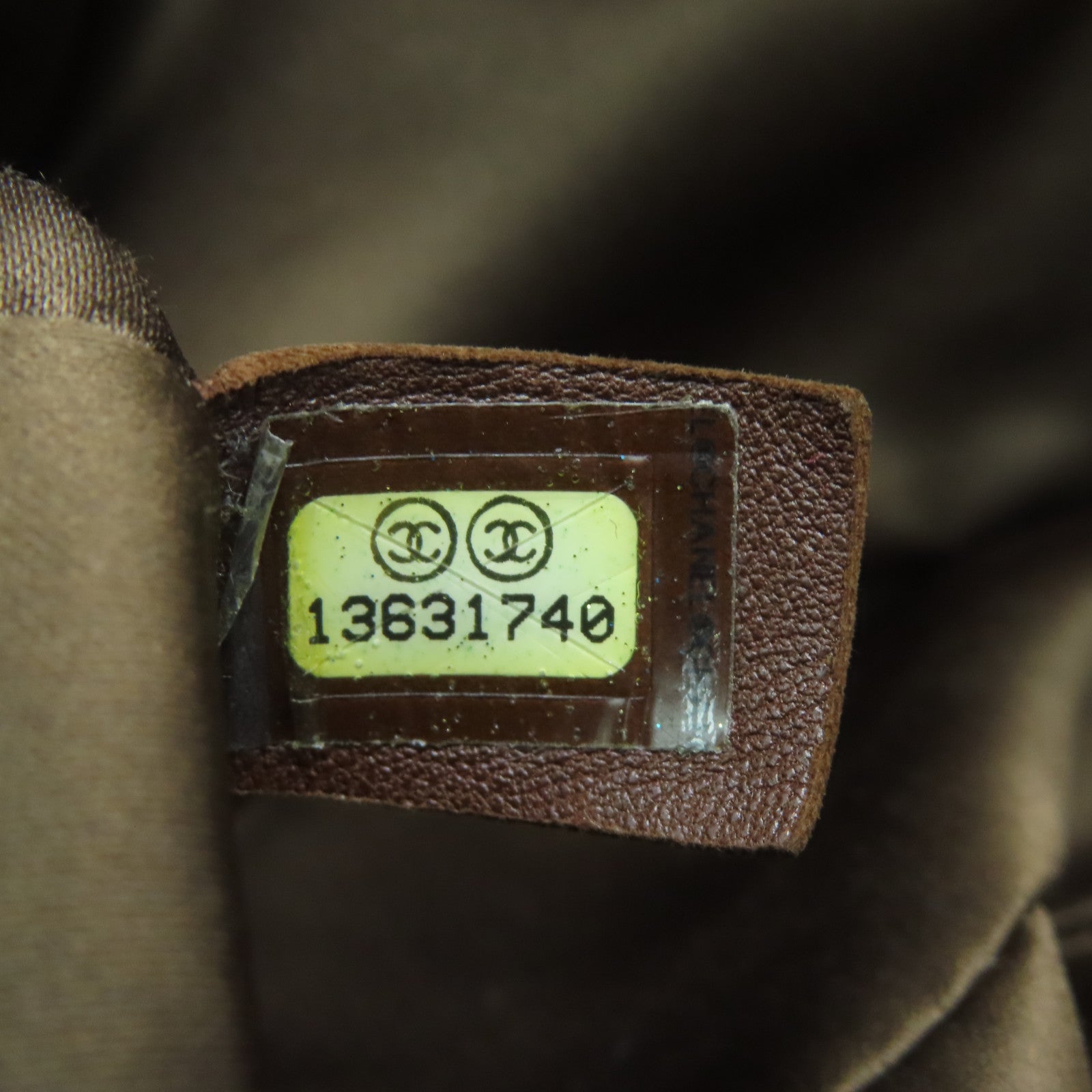 CHANEL 斜紋羊皮皮革Chain Shoulder Bag金扣鏈帶肩背袋啡色