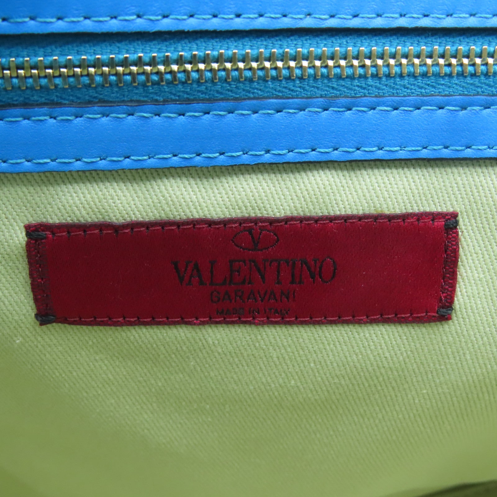 Valentino 【激減優惠】牛皮皮革2way Shoulder Bag金扣手挽肩背兩用袋藍色