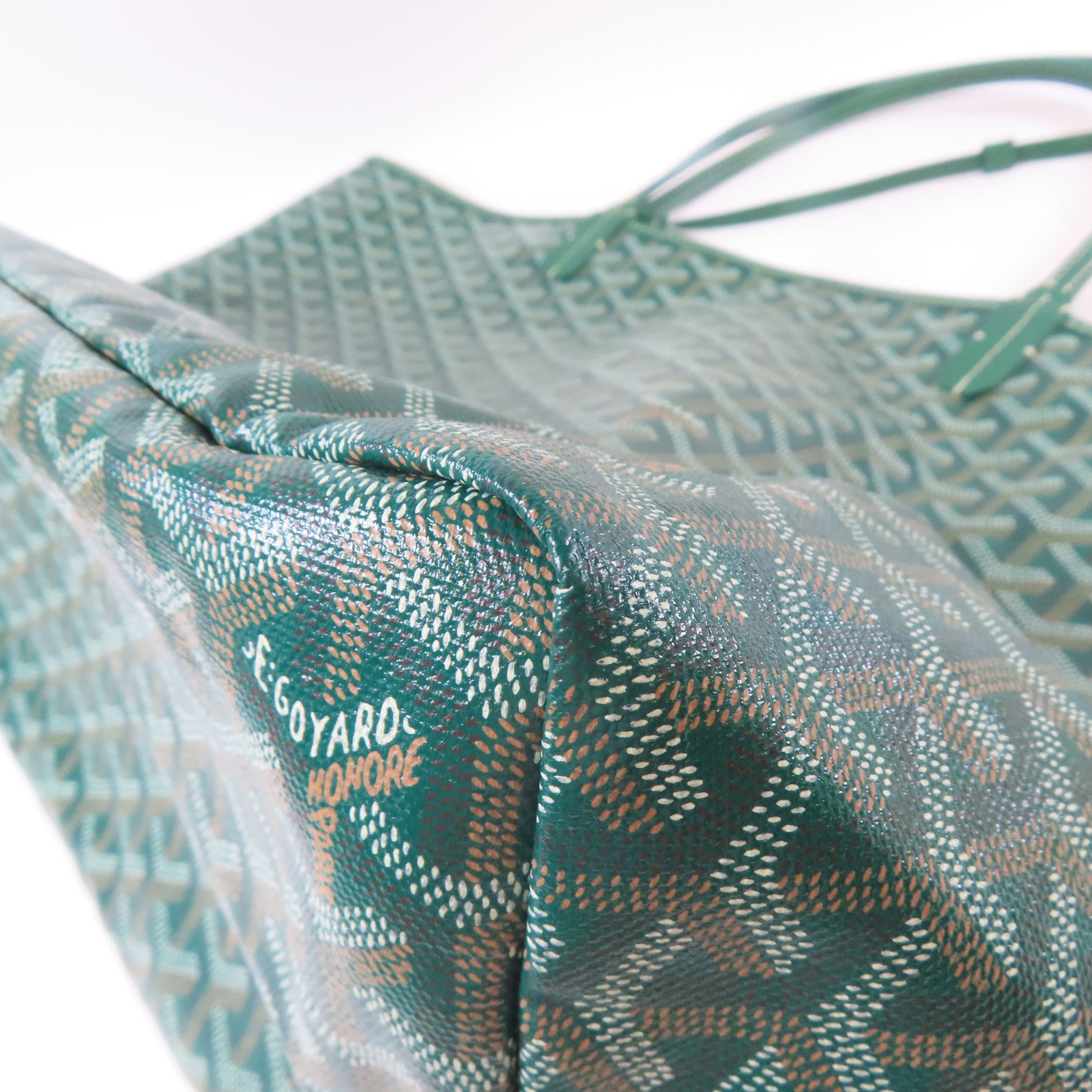 GOYARD 塗層帆布Saint-Louis GM銀扣手挽袋綠色