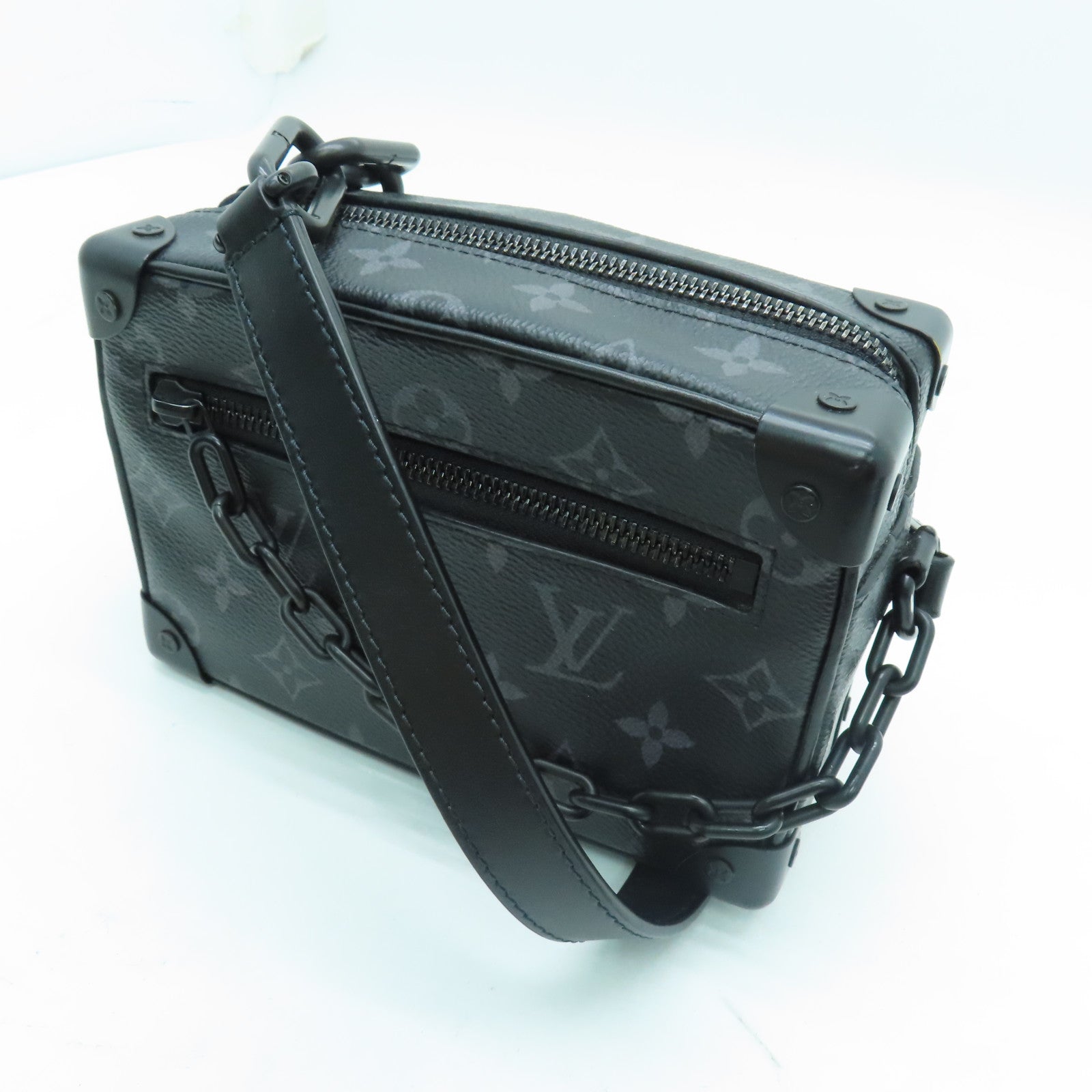 LOUIS VUITTON Monogram Eclipse Mini Soft Trunk肩背袋黑扣黑色