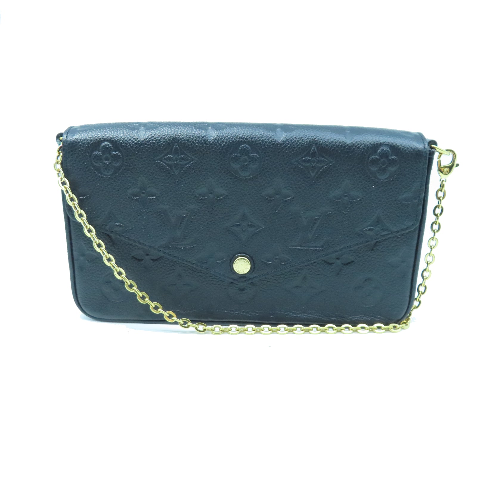 LOUIS VUITTON Mono-Empreinte Felicie Pochette金扣鏈帶肩背袋黑色