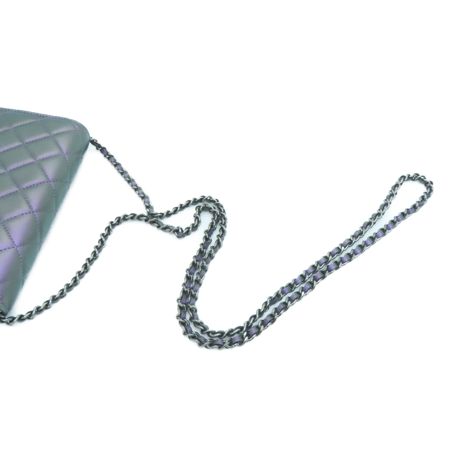 CHANEL 菱格牛皮皮革Chain Shoulder肩背袋紫色
