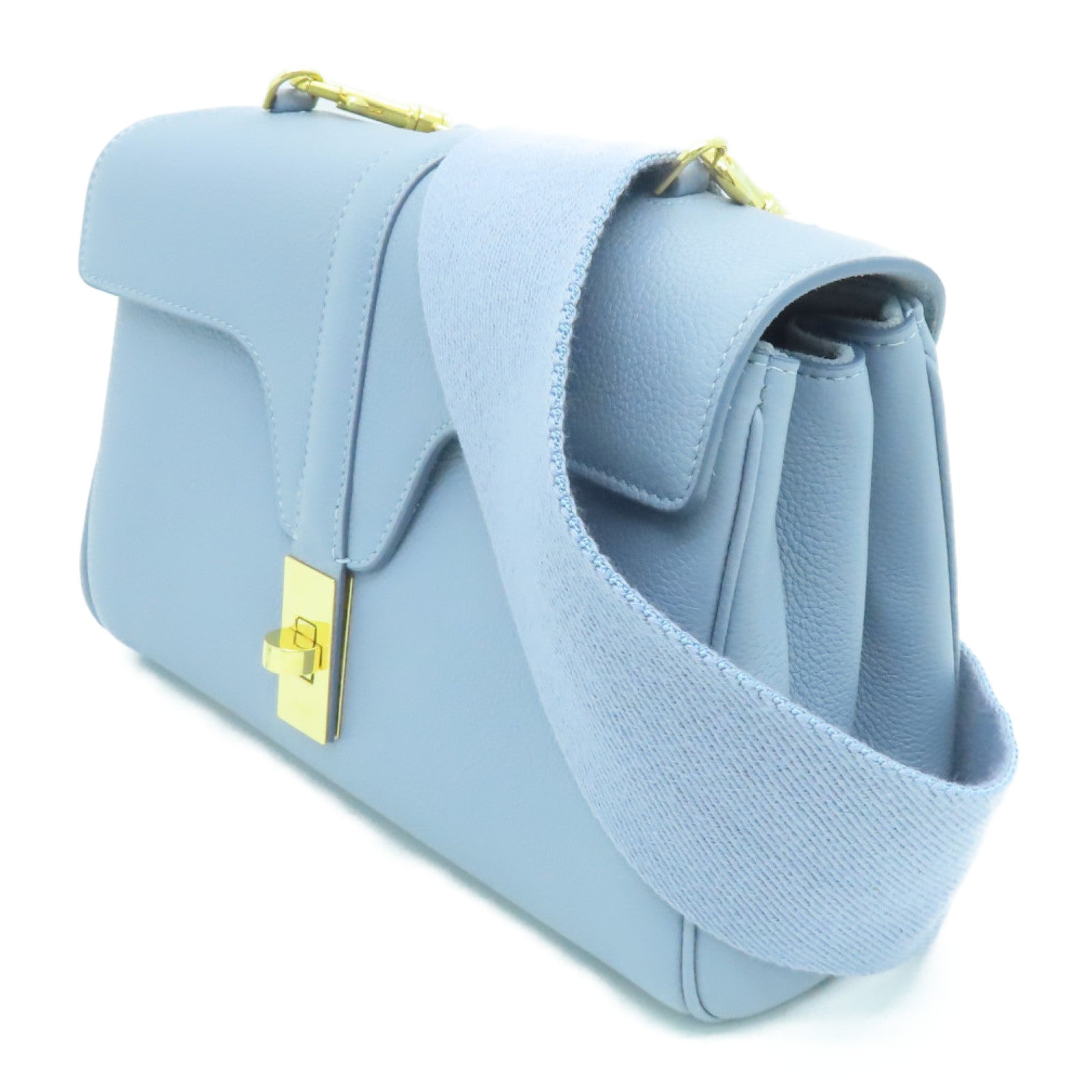 CELINE 牛皮皮革Teen Soft金扣肩背袋藍色