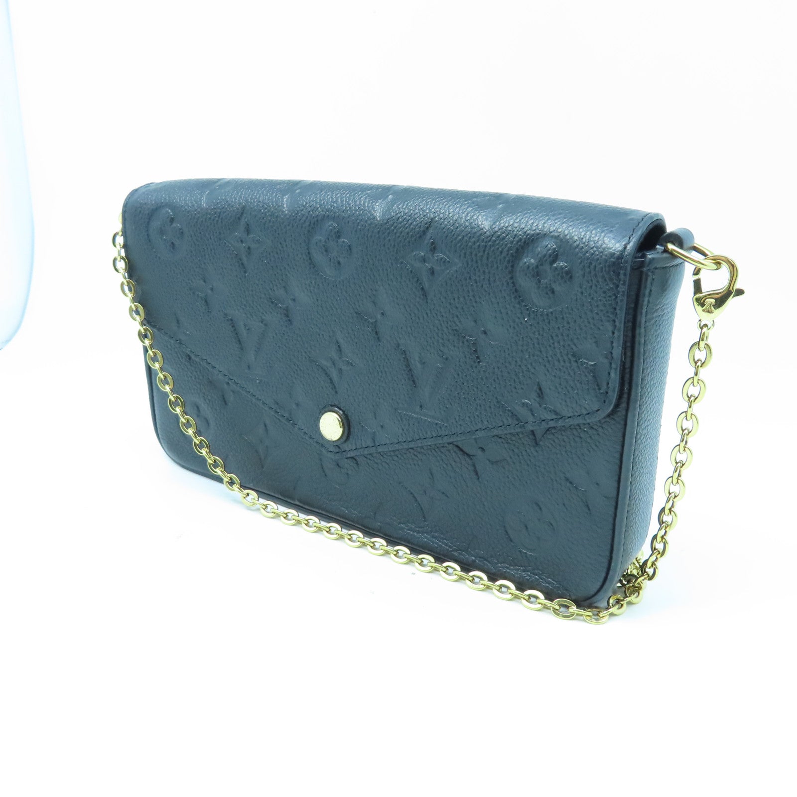 LOUIS VUITTON Mono-Empreinte Felicie Pochette金扣鏈帶肩背袋黑色