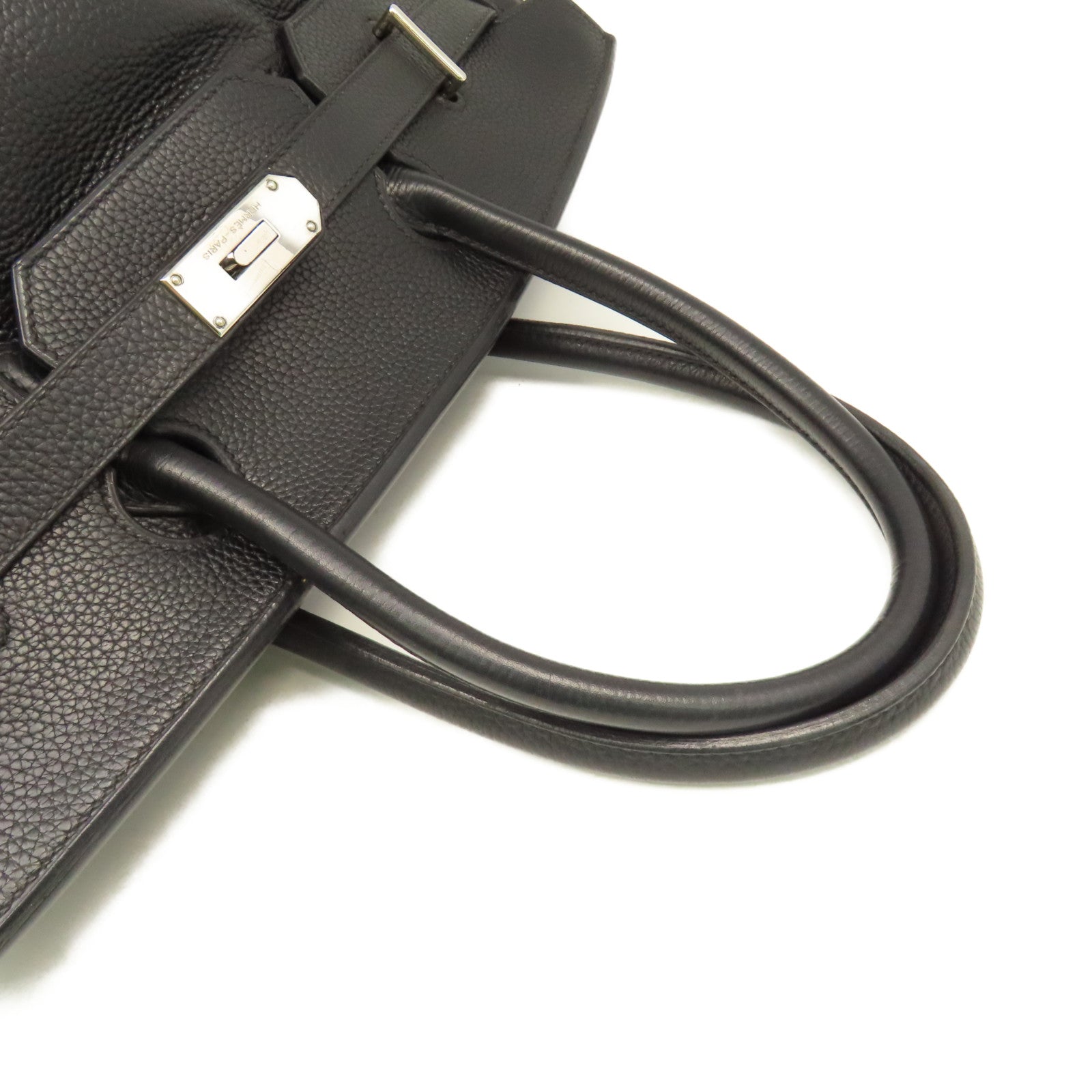 HERMES Clemence皮革Shoulder Birkin銀扣肩背袋黑色