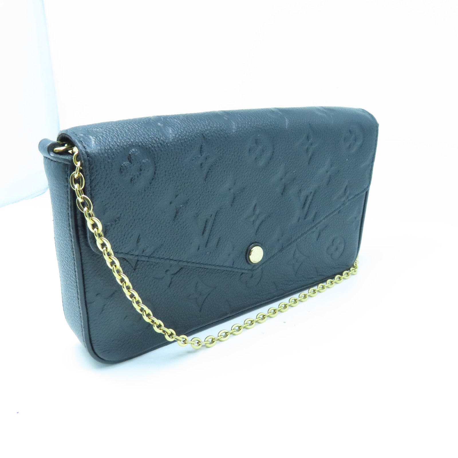 LOUIS VUITTON Mono-Empreinte Felicie Pochette金扣鏈帶肩背袋黑色