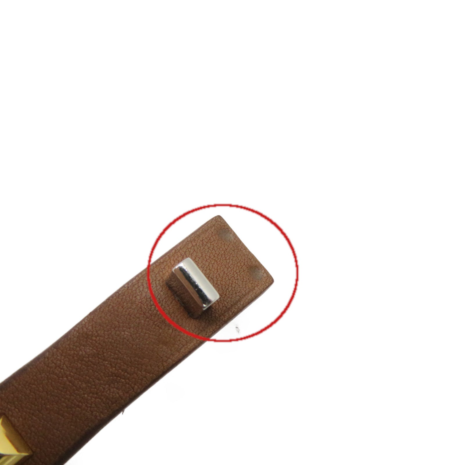 HERMES Swift皮革银扣Mini Dog Bangle手镯啡色/金色/银色