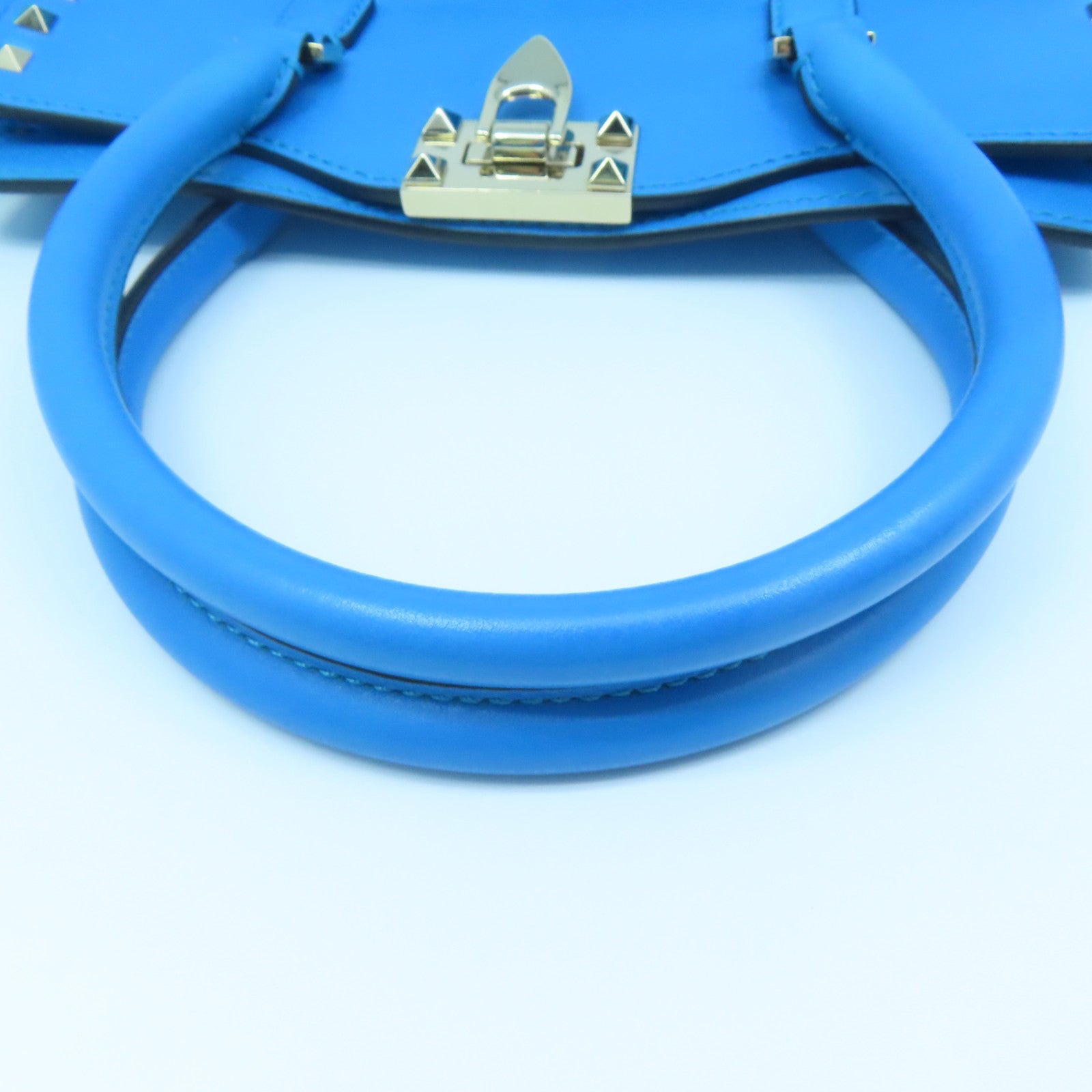 Valentino 【激減優惠】牛皮皮革2way Shoulder Bag金扣手挽肩背兩用袋藍色