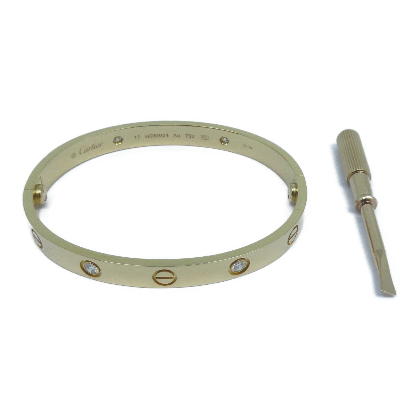 CARTIER 18K玫瑰金4 Diamond Love Bracelet鑽石手鐲Cartier#17