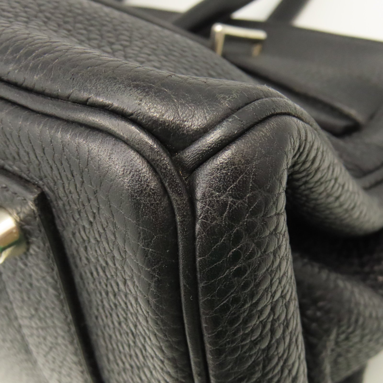 HERMES Clemence皮革Shoulder Birkin銀扣肩背袋黑色