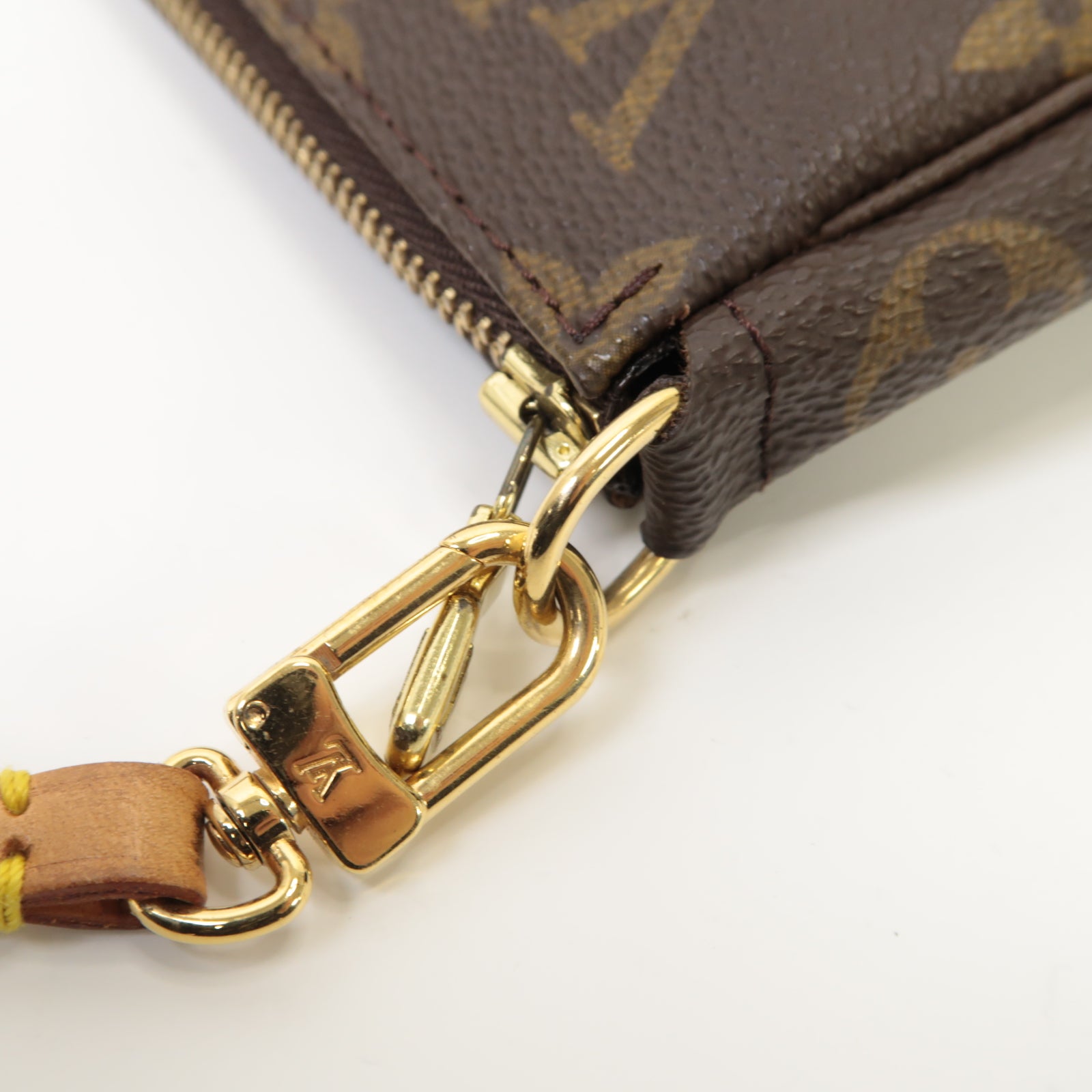 LOUIS VUITTON Monogram Pochette金扣肩背袋棕色