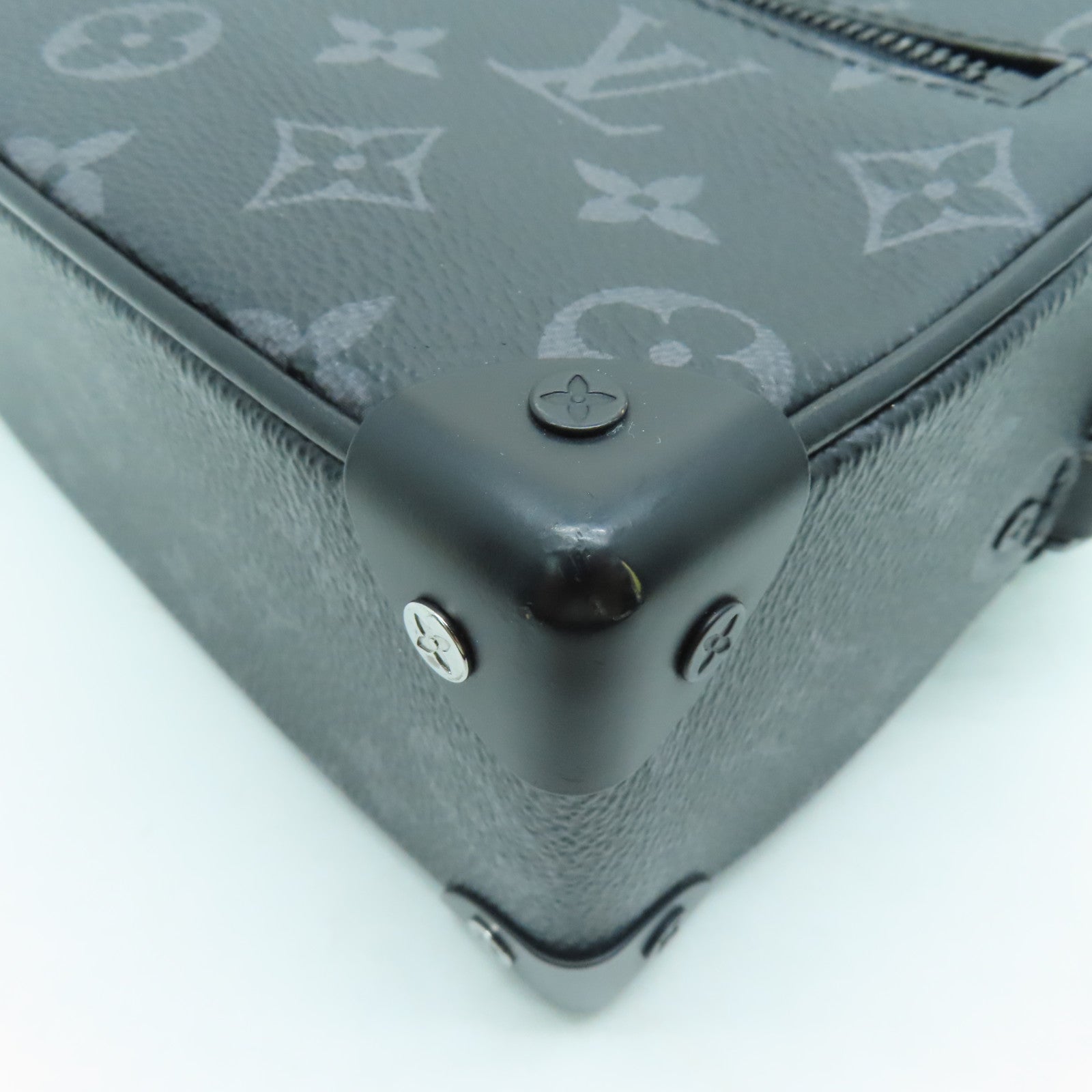 LOUIS VUITTON Monogram Eclipse Mini Soft Trunk肩背袋黑扣黑色