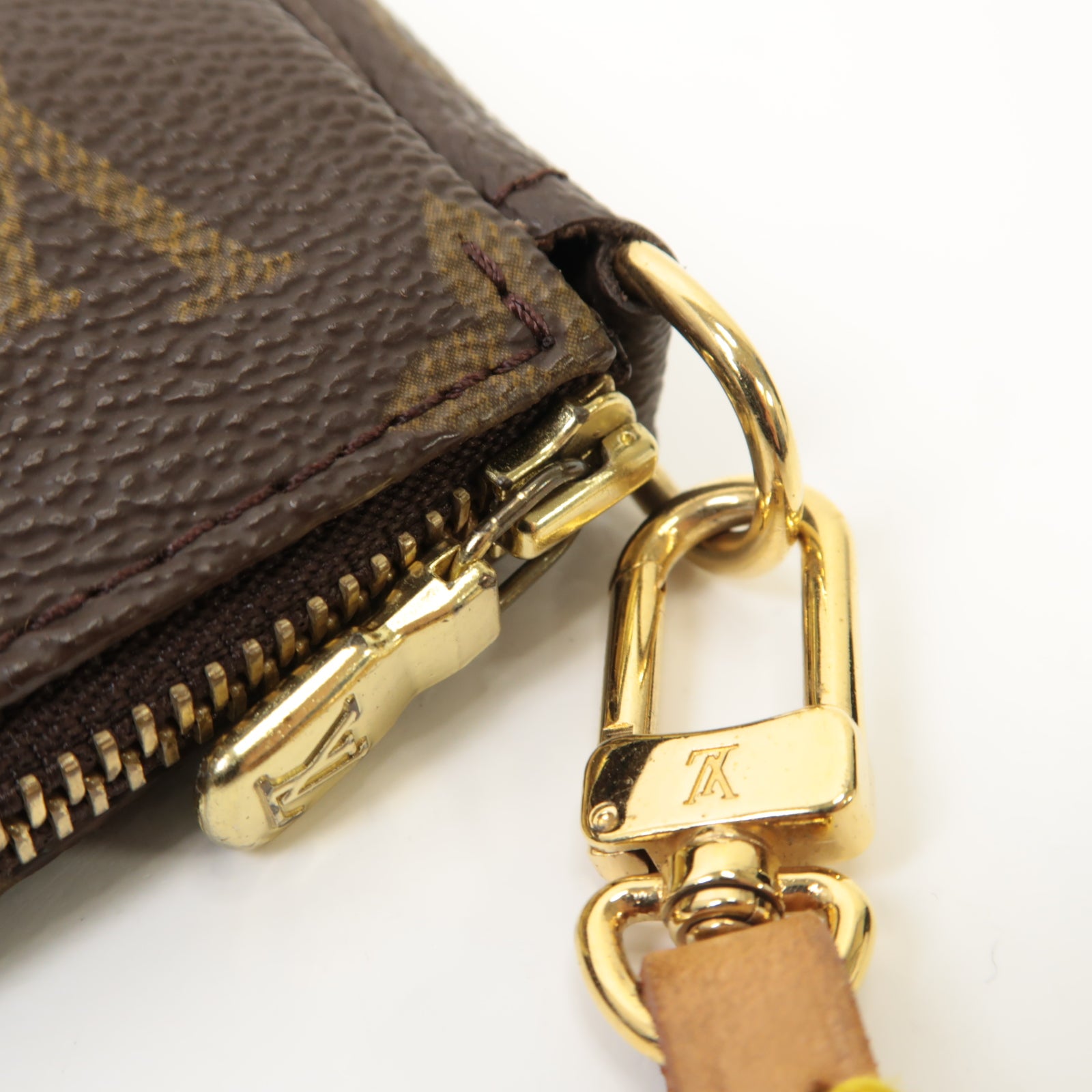 LOUIS VUITTON Monogram Pochette金扣肩背袋棕色