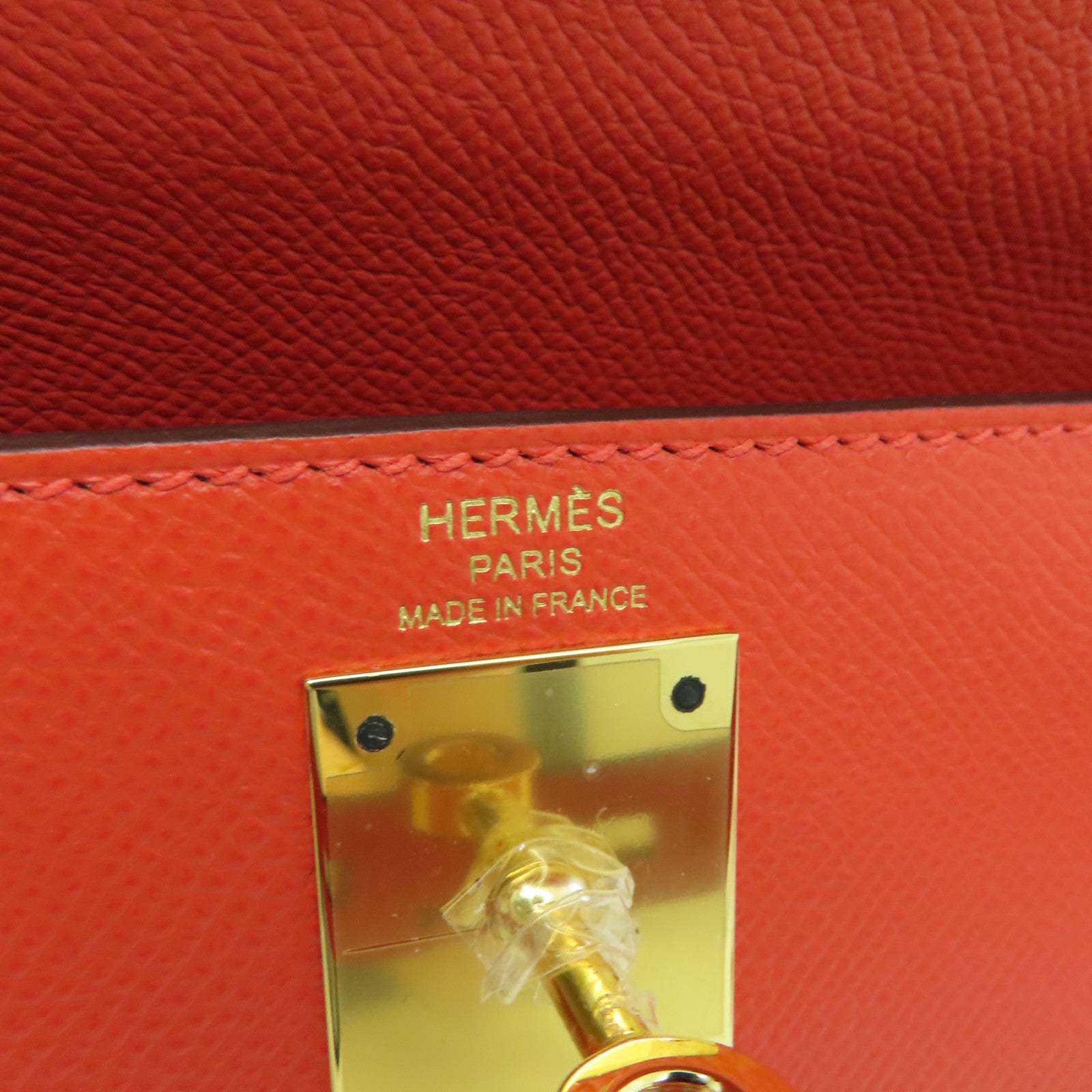 HERMES Epsom皮革Kelly 28 Hand Bag金扣手挽袋橙色9T