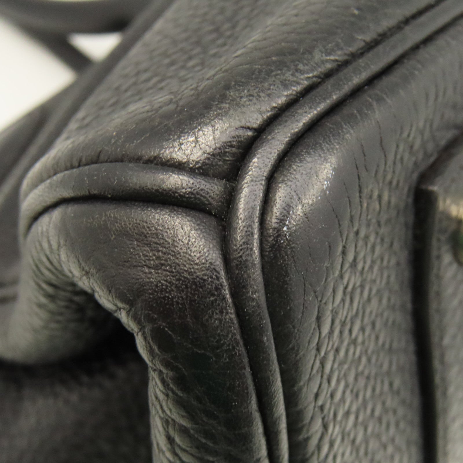 HERMES Clemence皮革Shoulder Birkin銀扣肩背袋黑色