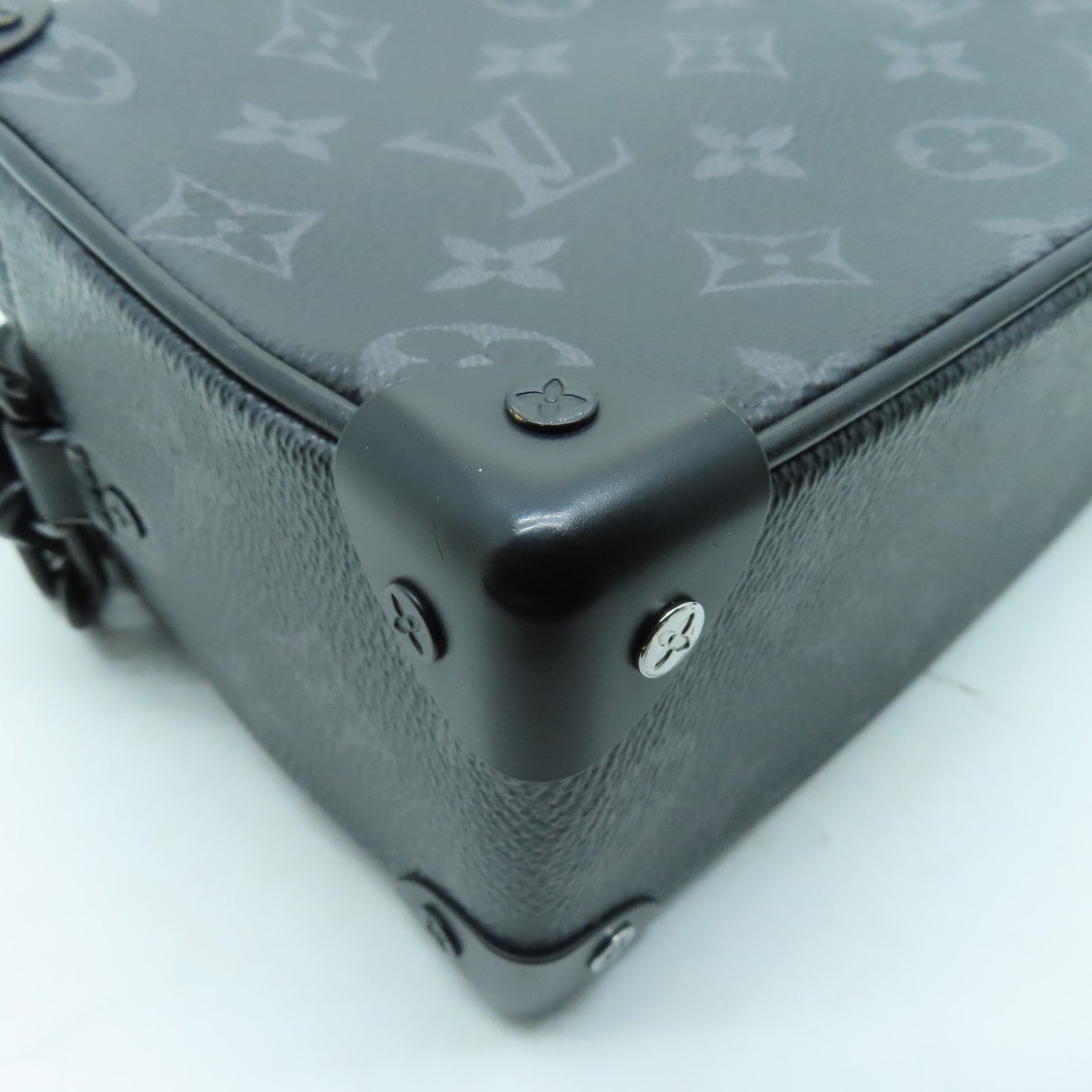 LOUIS VUITTON Monogram Eclipse Mini Soft Trunk肩背袋黑扣黑色