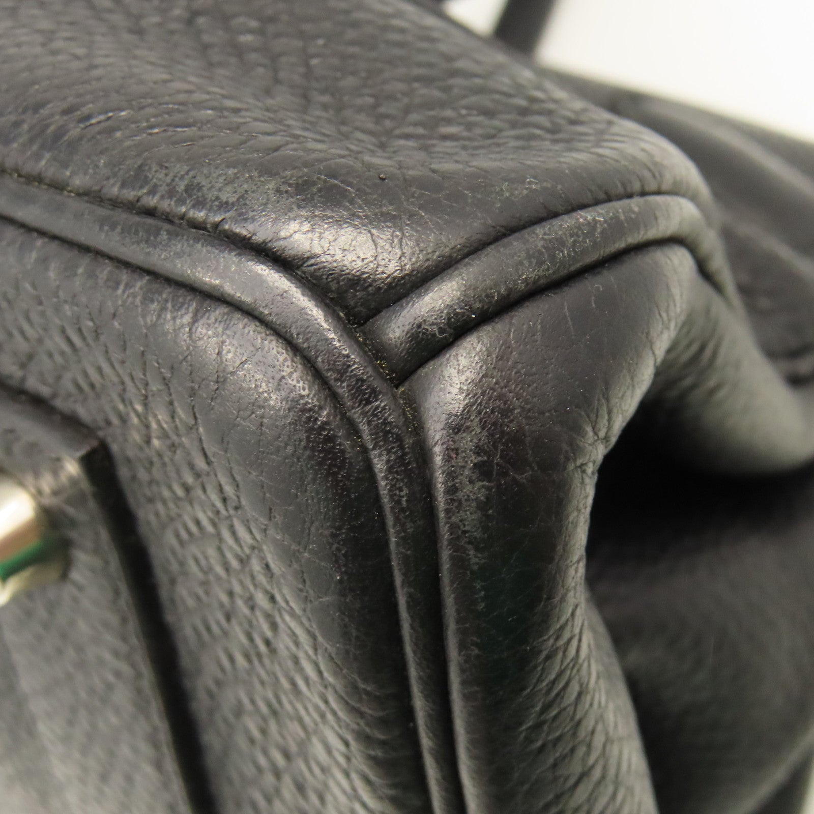 HERMES Clemence皮革Shoulder Birkin銀扣肩背袋黑色