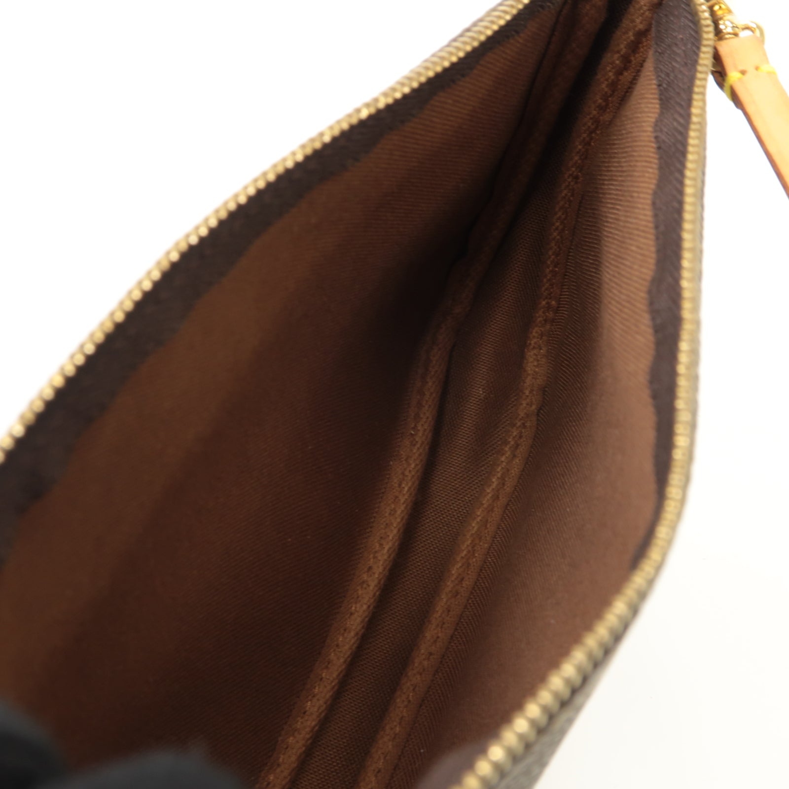 LOUIS VUITTON Monogram Pochette金扣肩背袋棕色