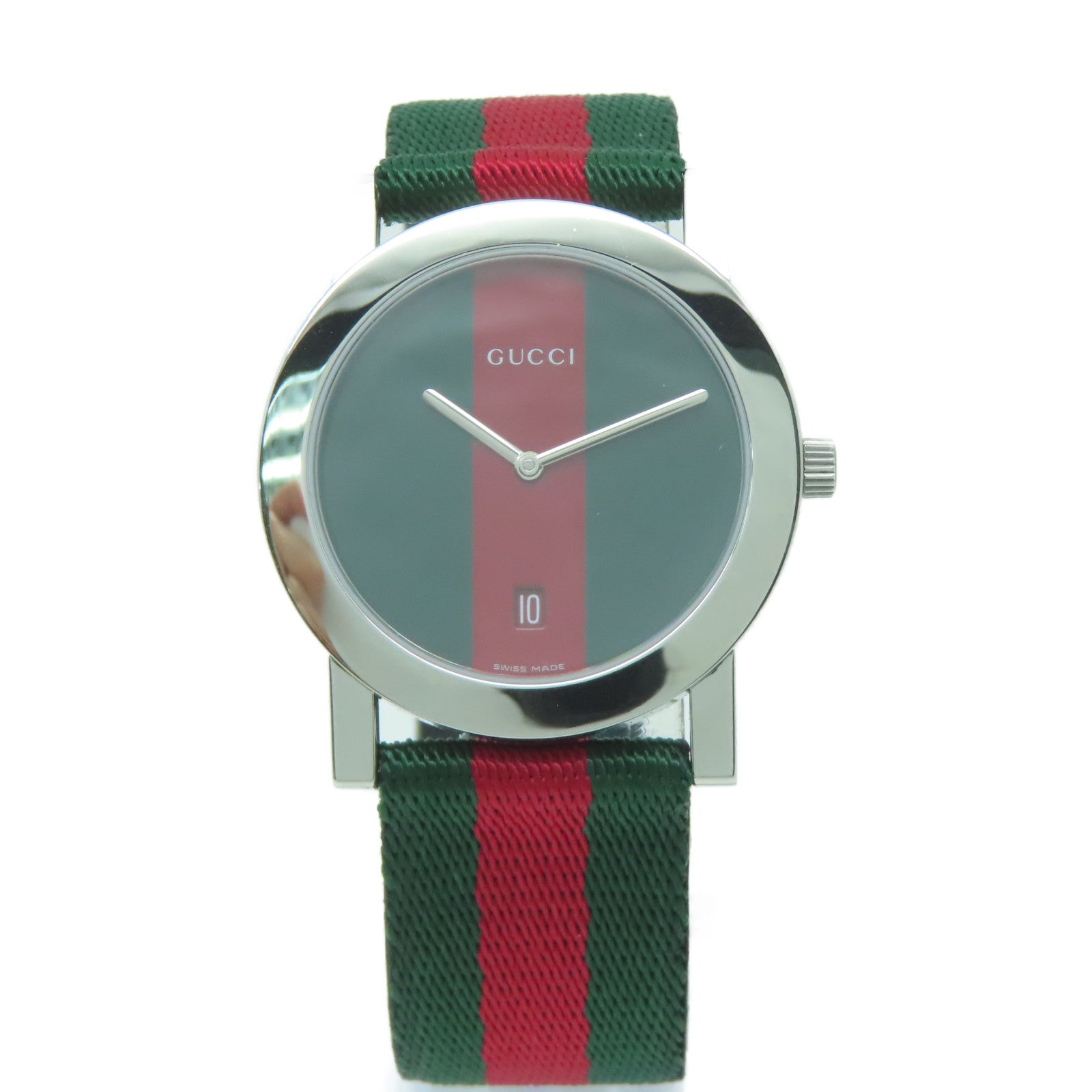 GUCCI 不鏽鋼/帆布Watch手錶綠色/紅色#17cm