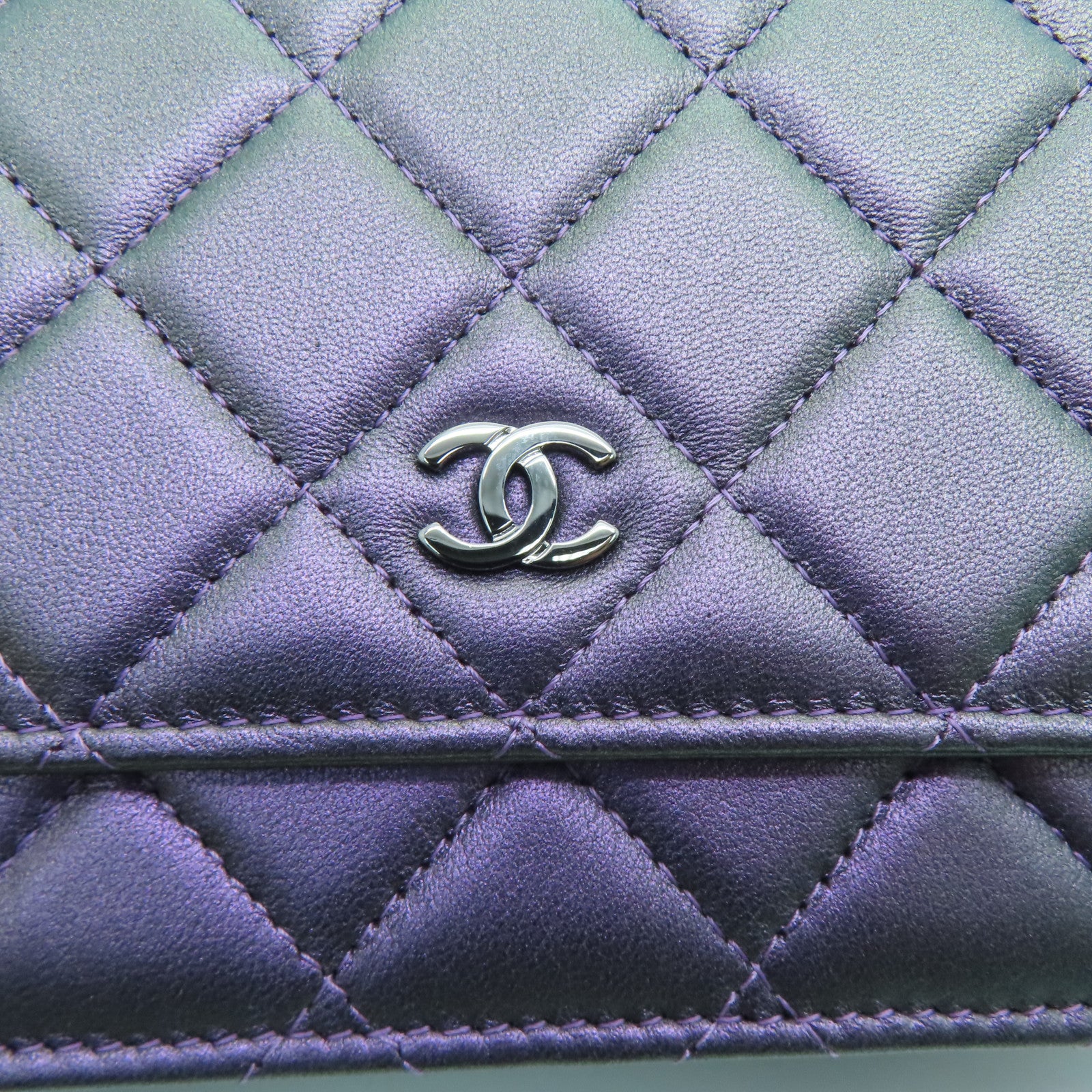 CHANEL 菱格牛皮皮革Chain Shoulder肩背袋紫色