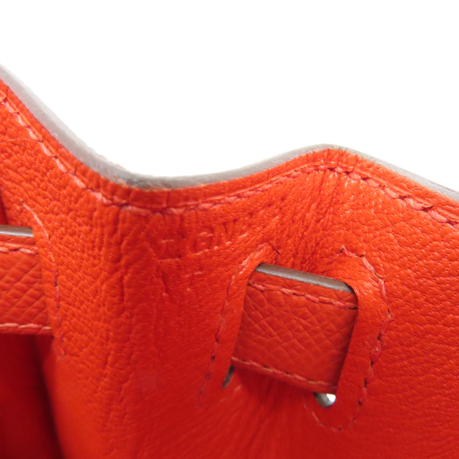 HERMES Epsom皮革Kelly 28 Hand Bag金扣手挽袋橙色9T