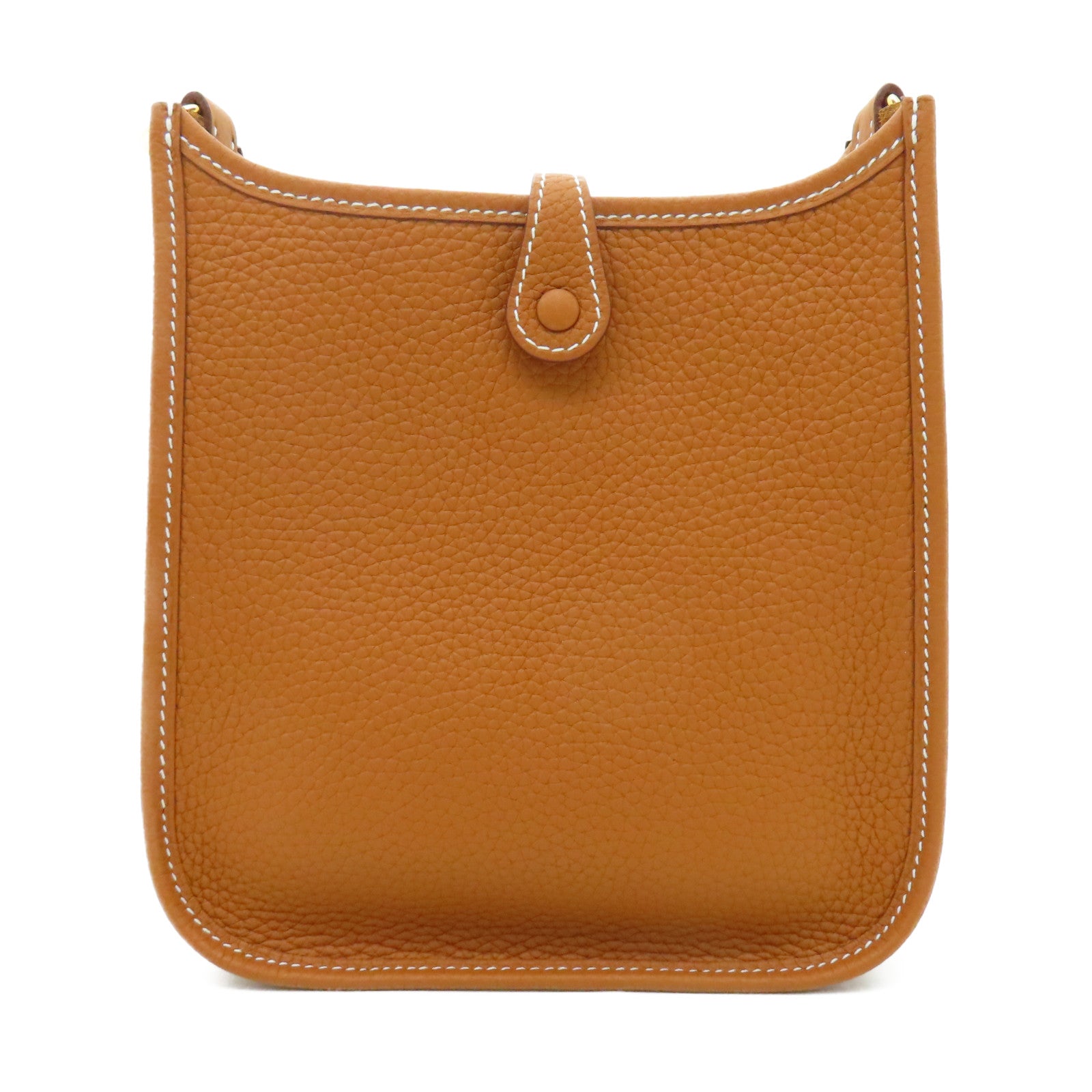 HERMES Clemence皮革Evelyne TPM金扣肩背袋Gold經典駝色