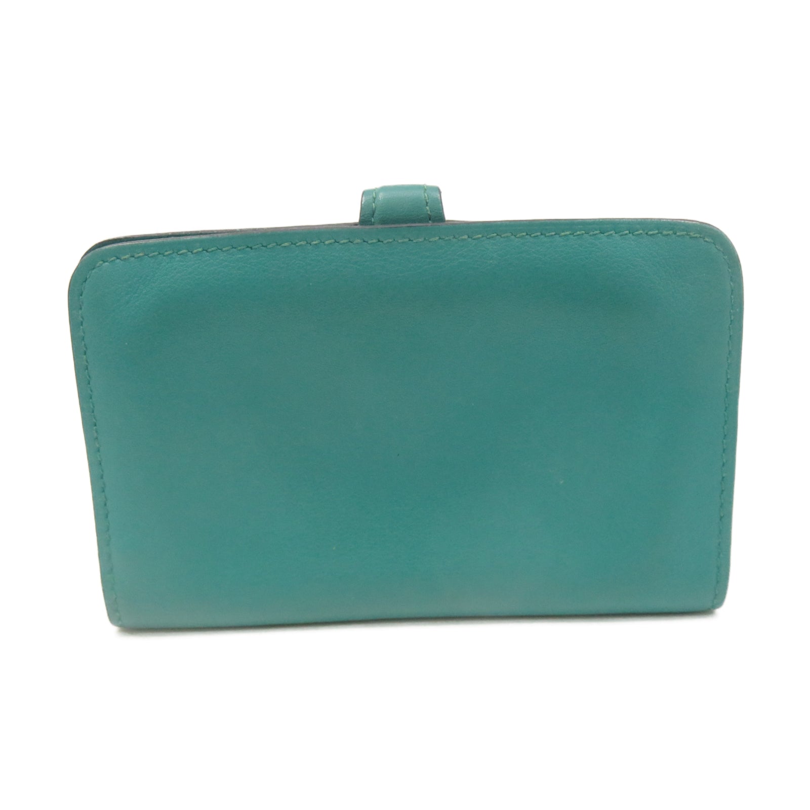 HERMES Swift皮革Dogon Card Case銀扣卡片包孔雀藍色