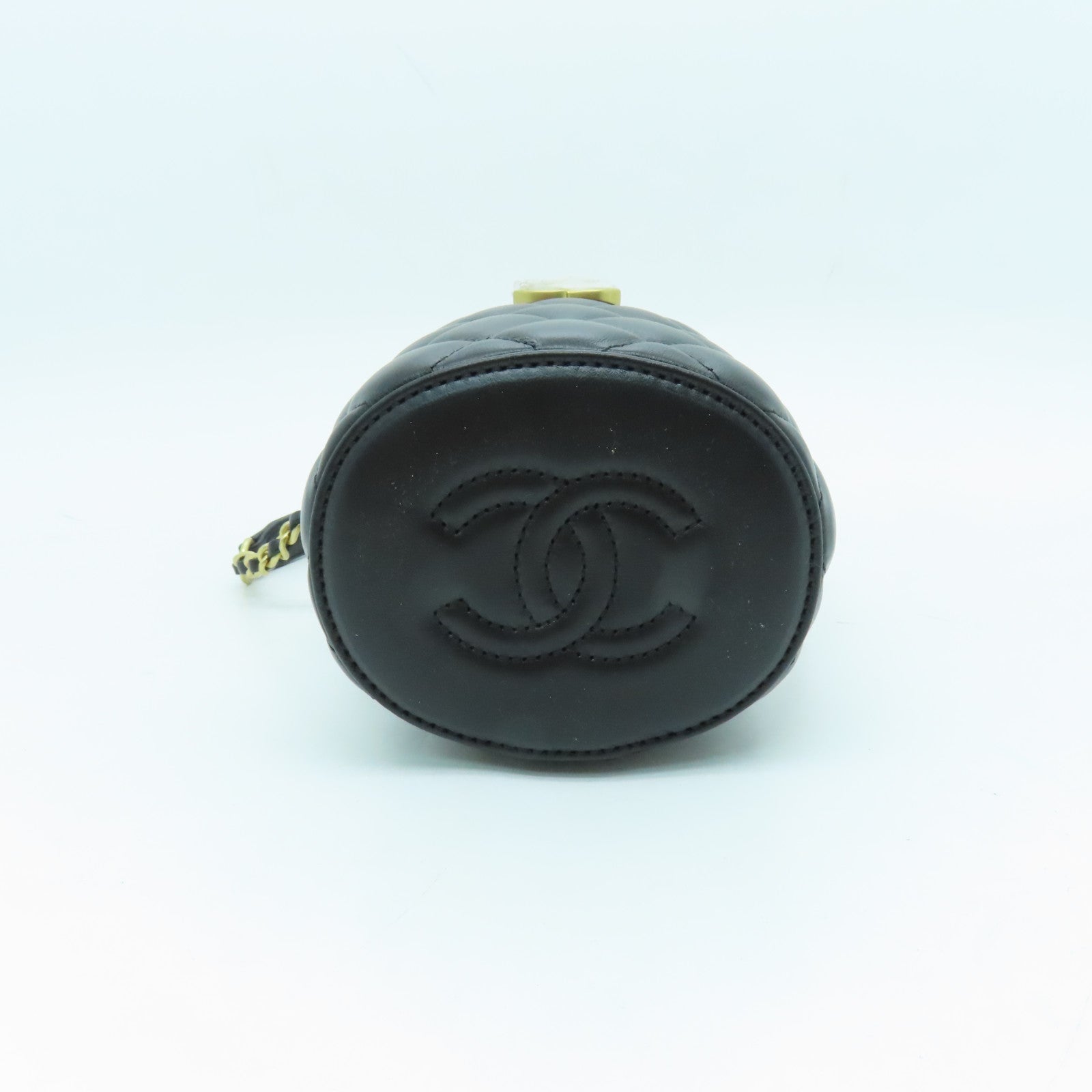 CHANEL Diamond Sheepskin Leather Chain Shoulder Gold Buckle Shoulder Bag Black