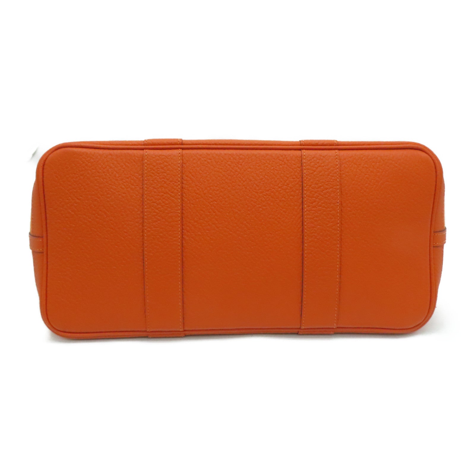 HERMES 【激減優惠】帆布GardenParty PM Tote Bag銀扣手挽袋橙色