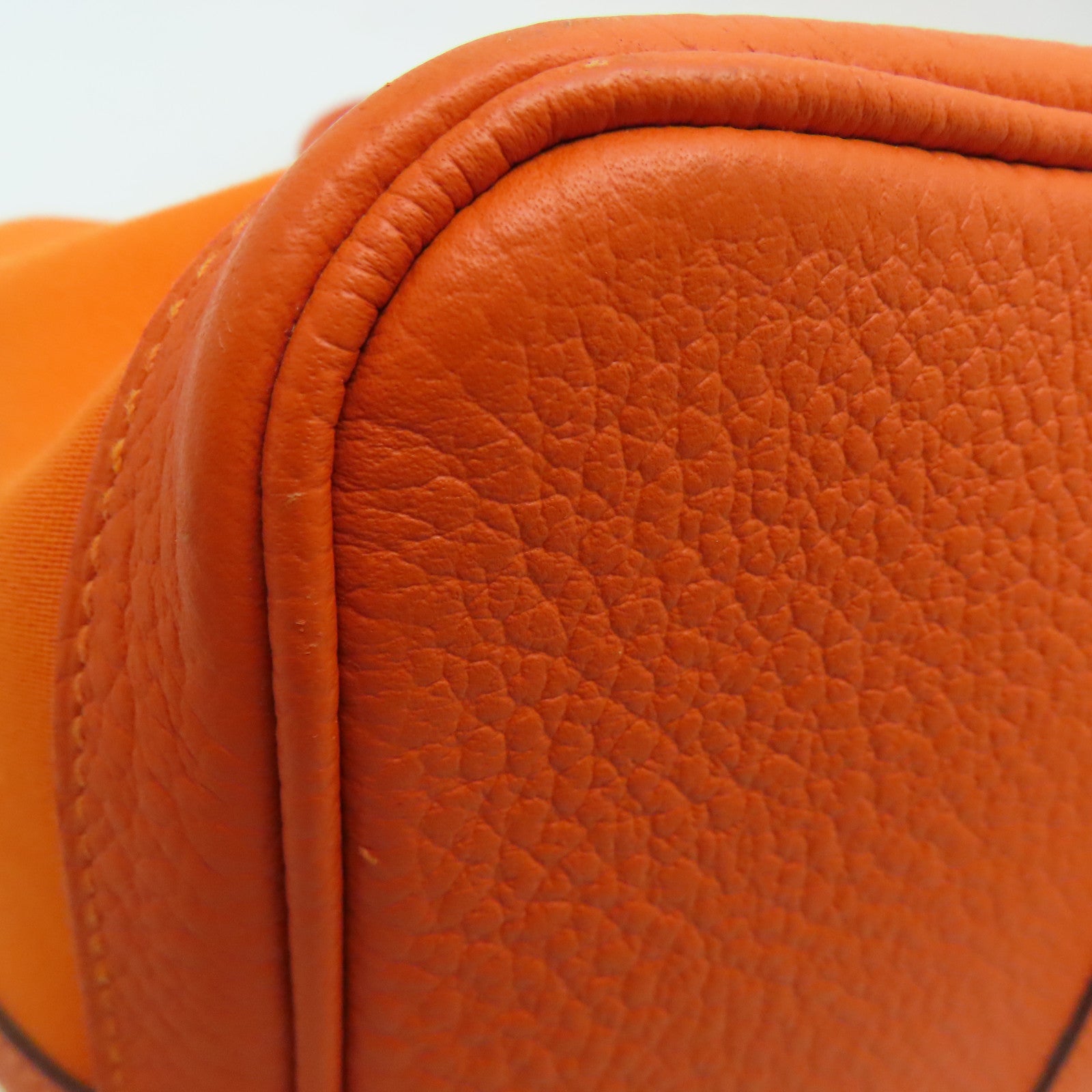 HERMES 【激減優惠】帆布GardenParty PM Tote Bag銀扣手挽袋橙色