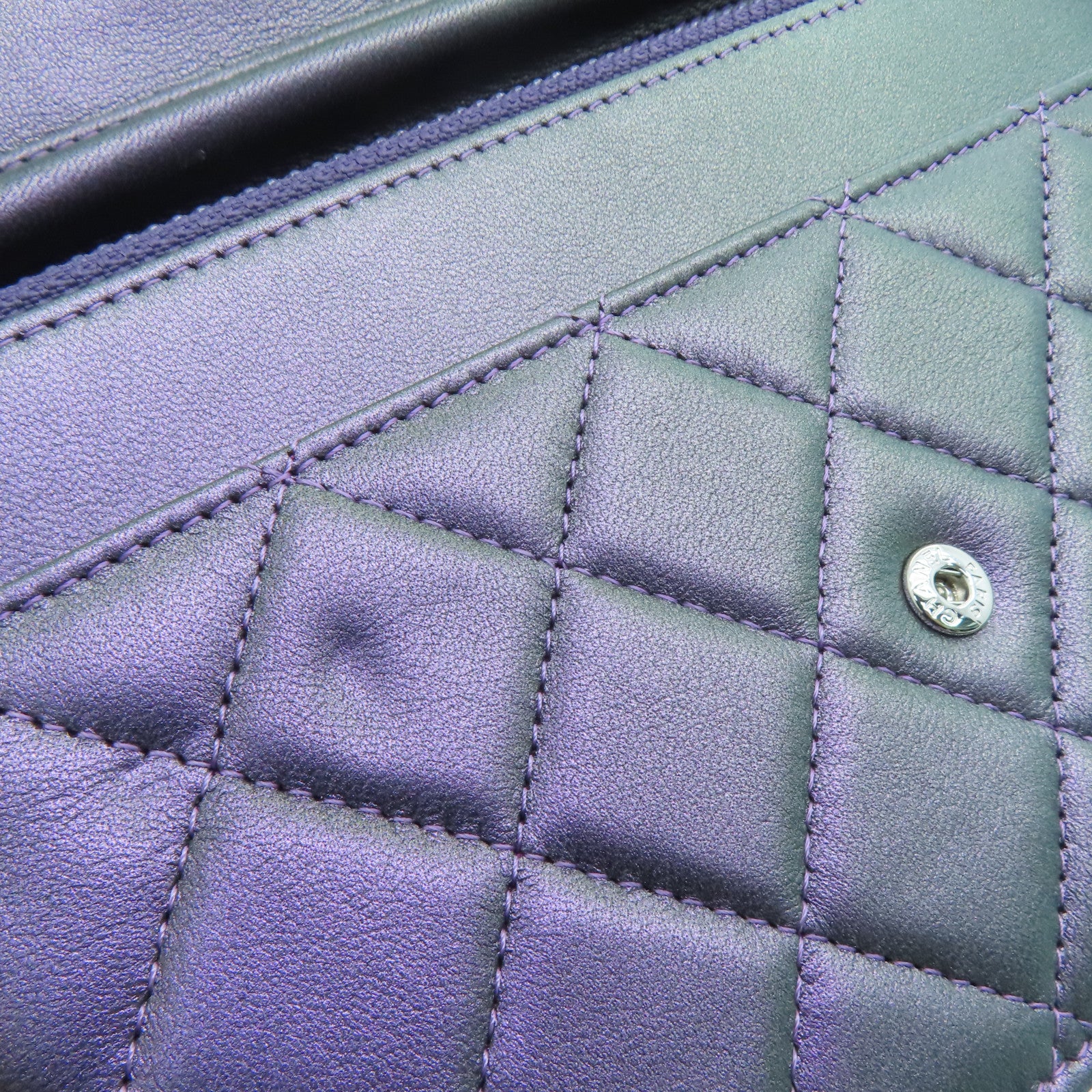 CHANEL 菱格牛皮皮革Chain Shoulder肩背袋紫色