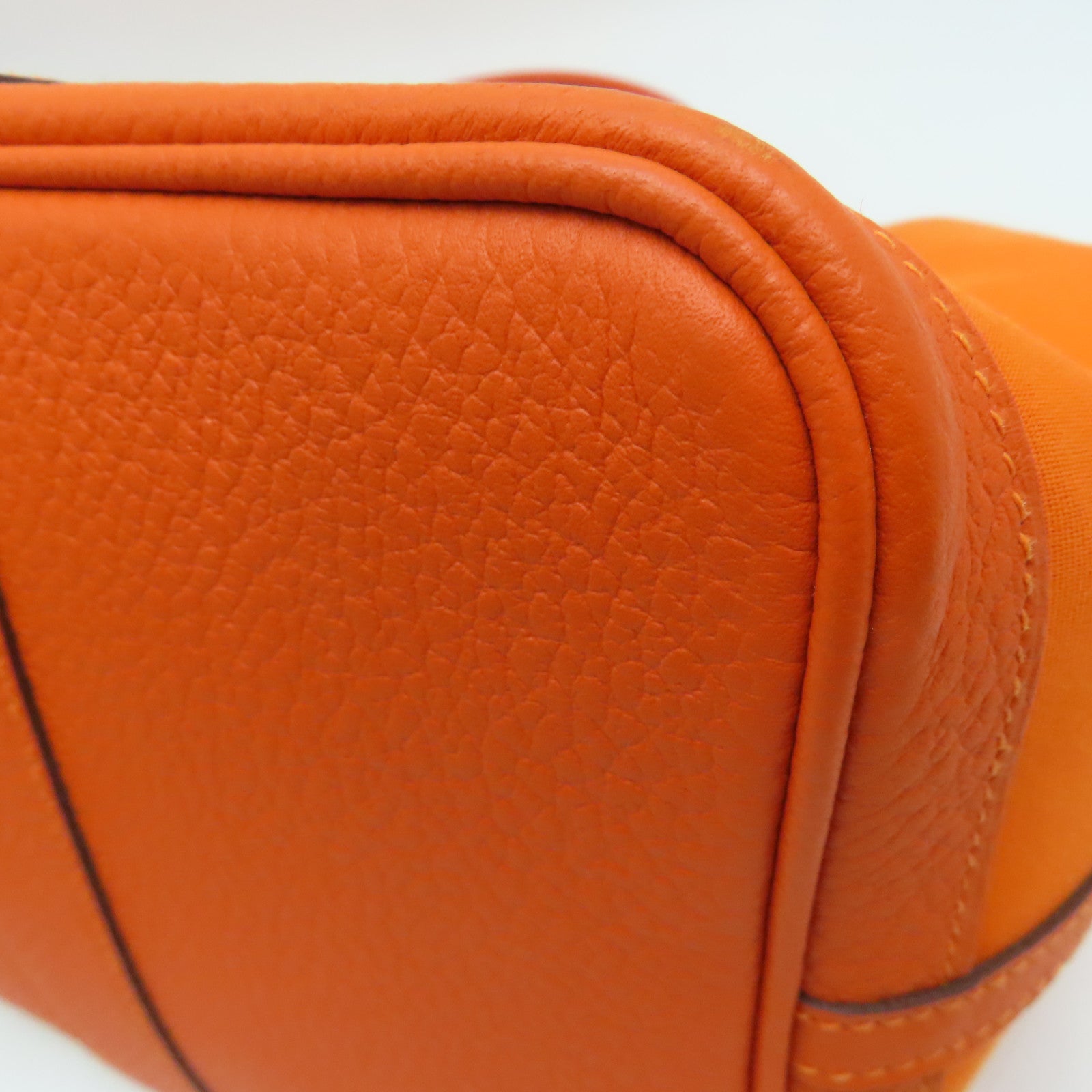 HERMES 【激減優惠】帆布GardenParty PM Tote Bag銀扣手挽袋橙色