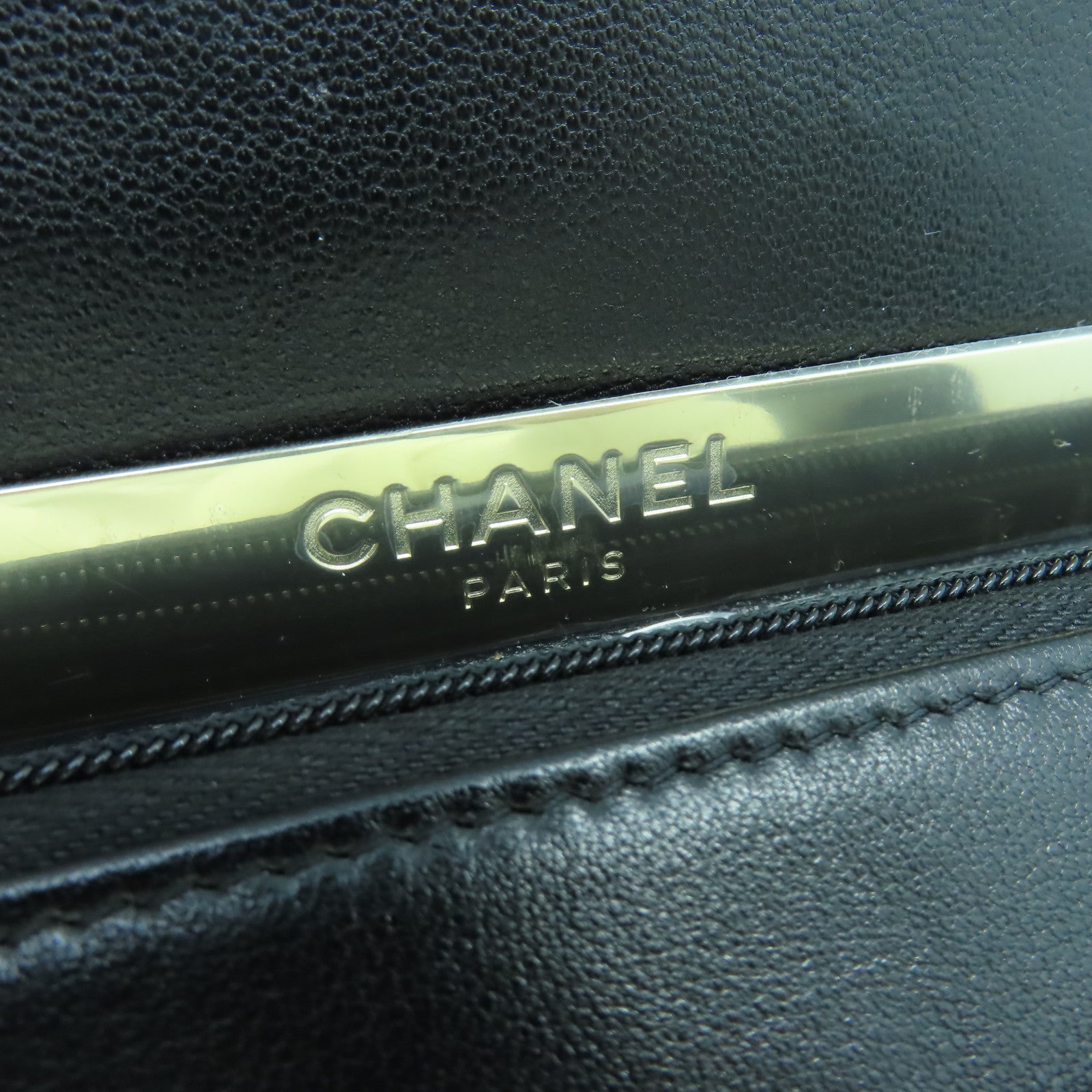 CHANEL 菱格羊皮皮革WOC with Handle銀扣手挽肩背兩用袋黑色