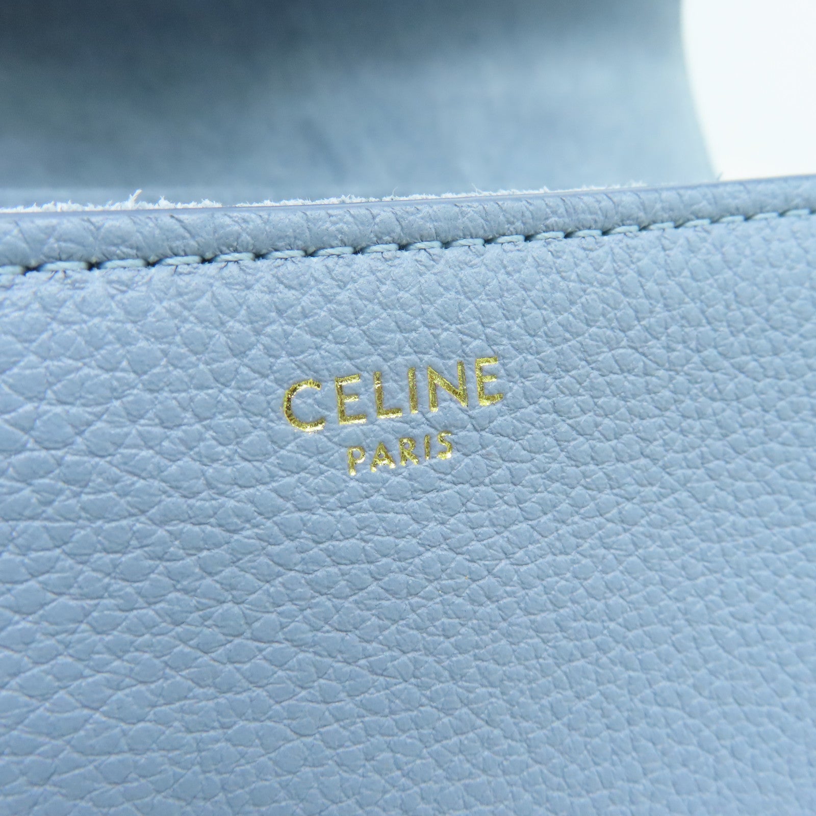 CELINE 牛皮皮革Teen Soft金扣肩背袋藍色