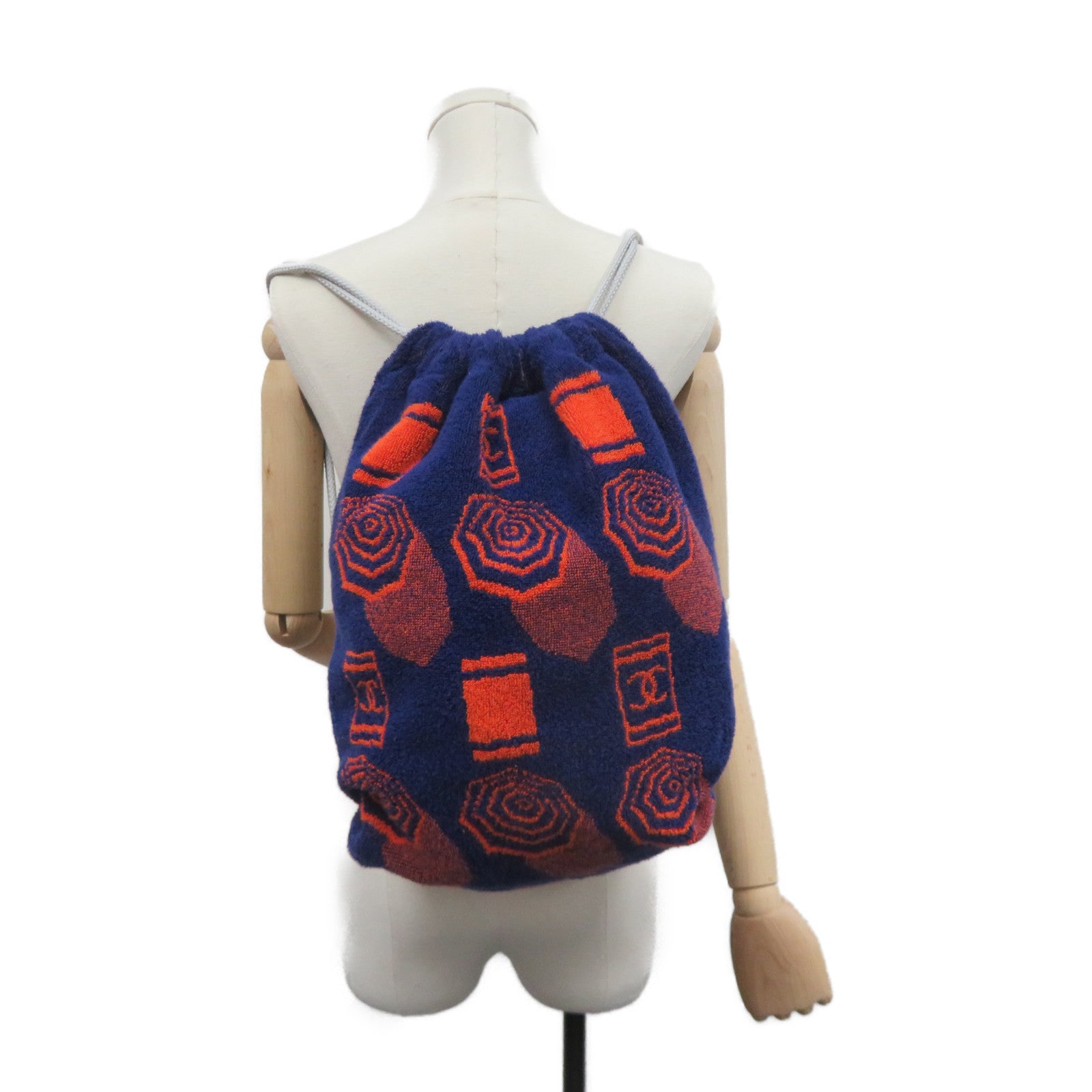 CHANEL 【激減優惠】棉布毛巾Towel Backpack背包寶藍色/橙色