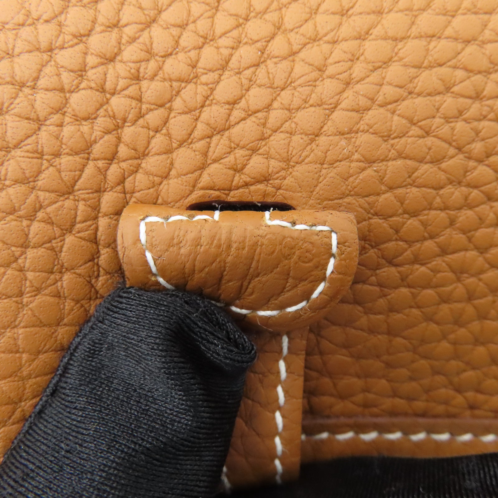 HERMES Clemence皮革Evelyne TPM金扣肩背袋Gold經典駝色