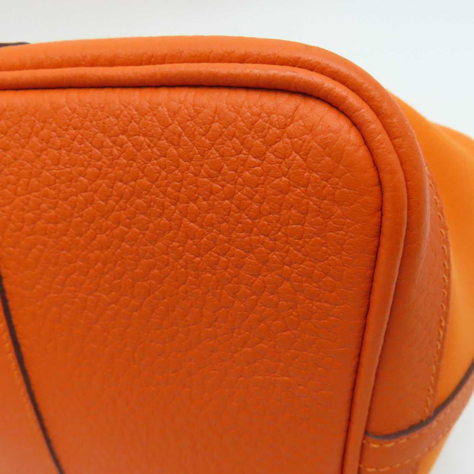 HERMES 【激減優惠】帆布GardenParty PM Tote Bag銀扣手挽袋橙色
