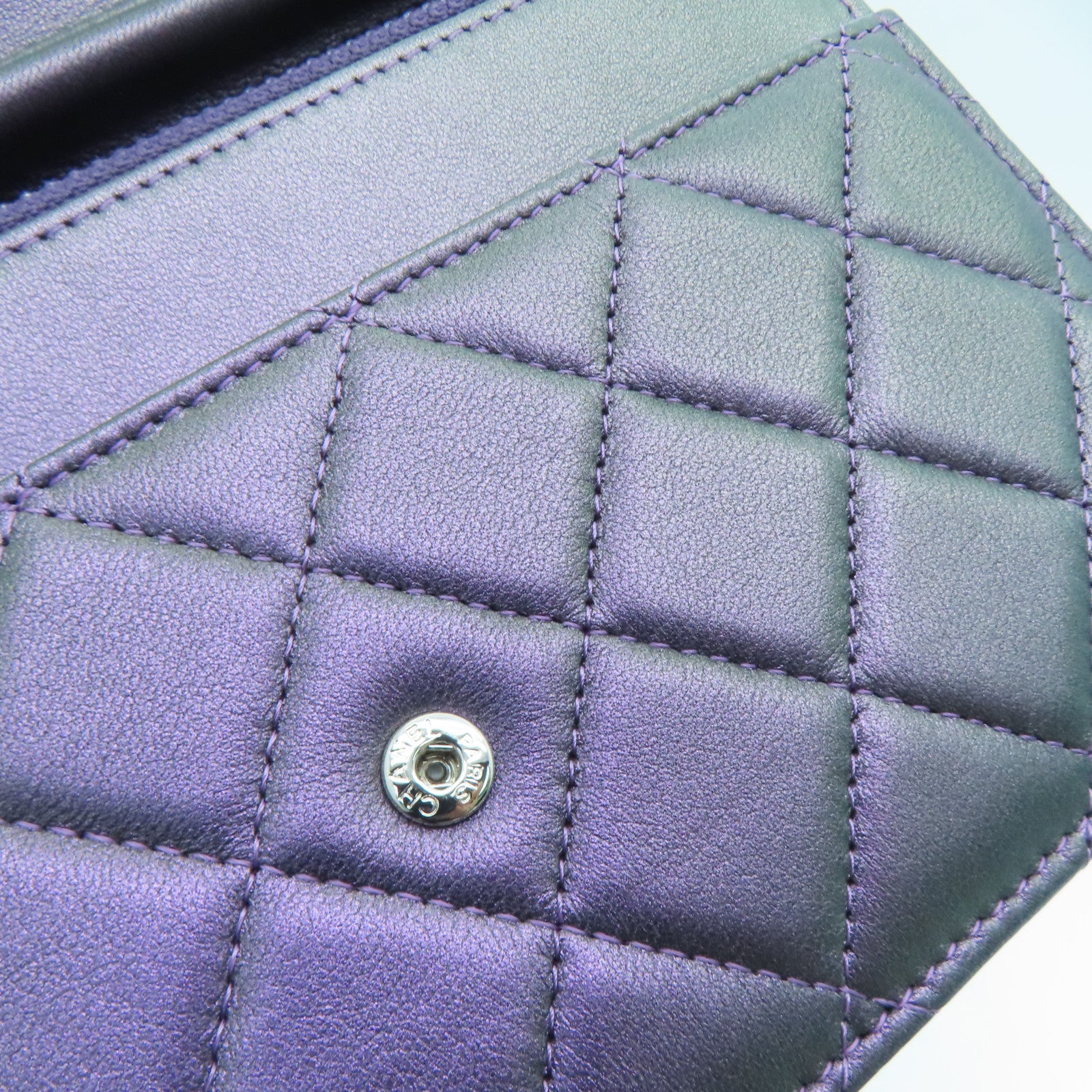 CHANEL 菱格牛皮皮革Chain Shoulder肩背袋紫色