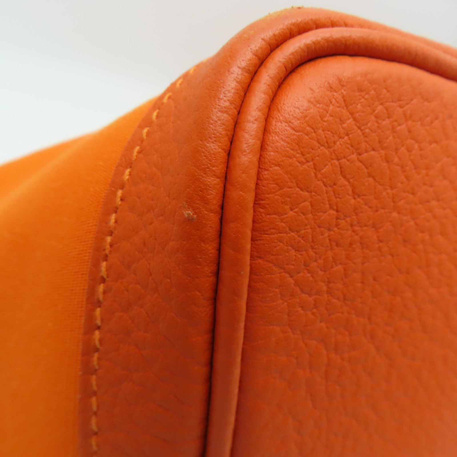 HERMES 【激減優惠】帆布GardenParty PM Tote Bag銀扣手挽袋橙色