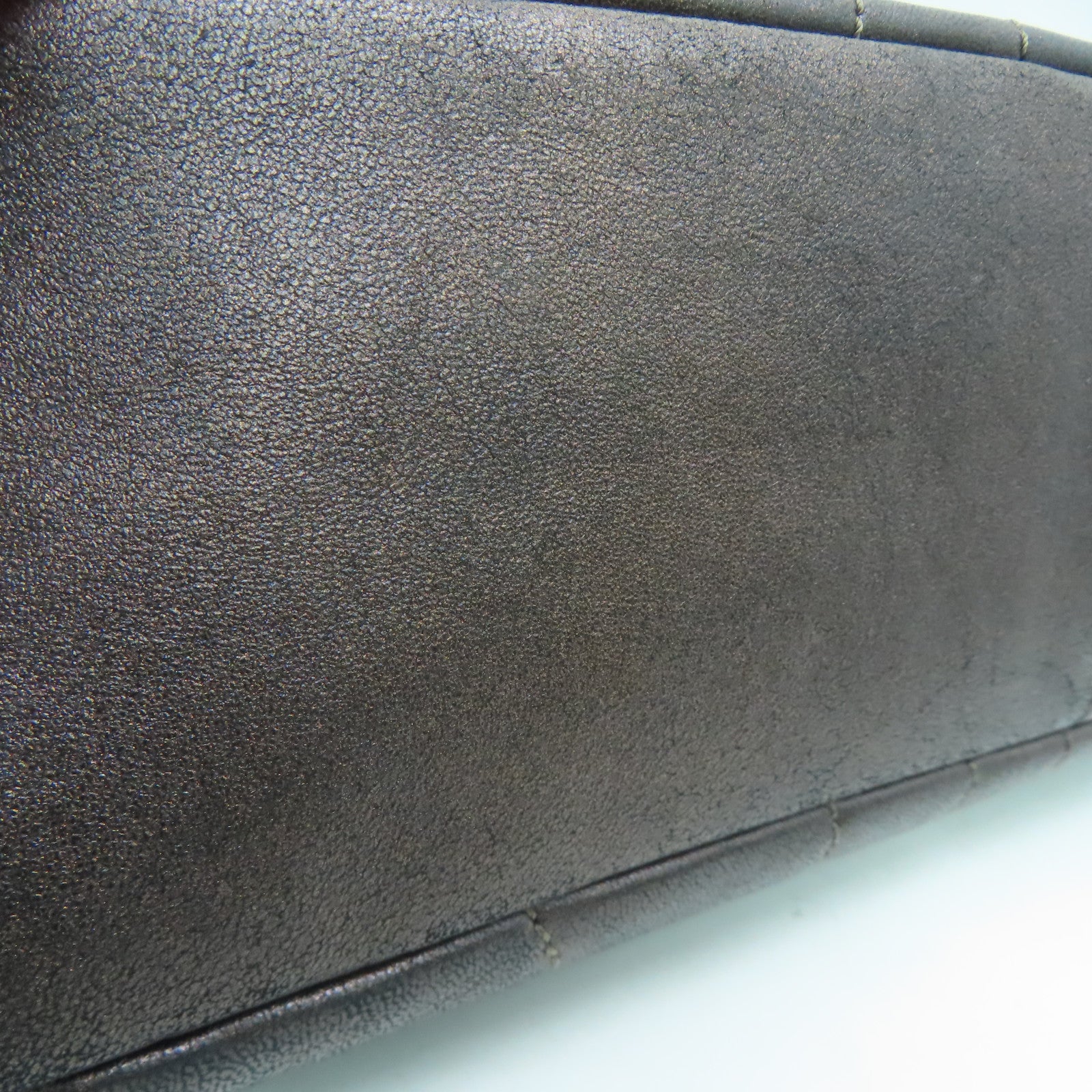 CHANEL 斜紋羊皮皮革Chain Shoulder Bag金扣鏈帶肩背袋啡色