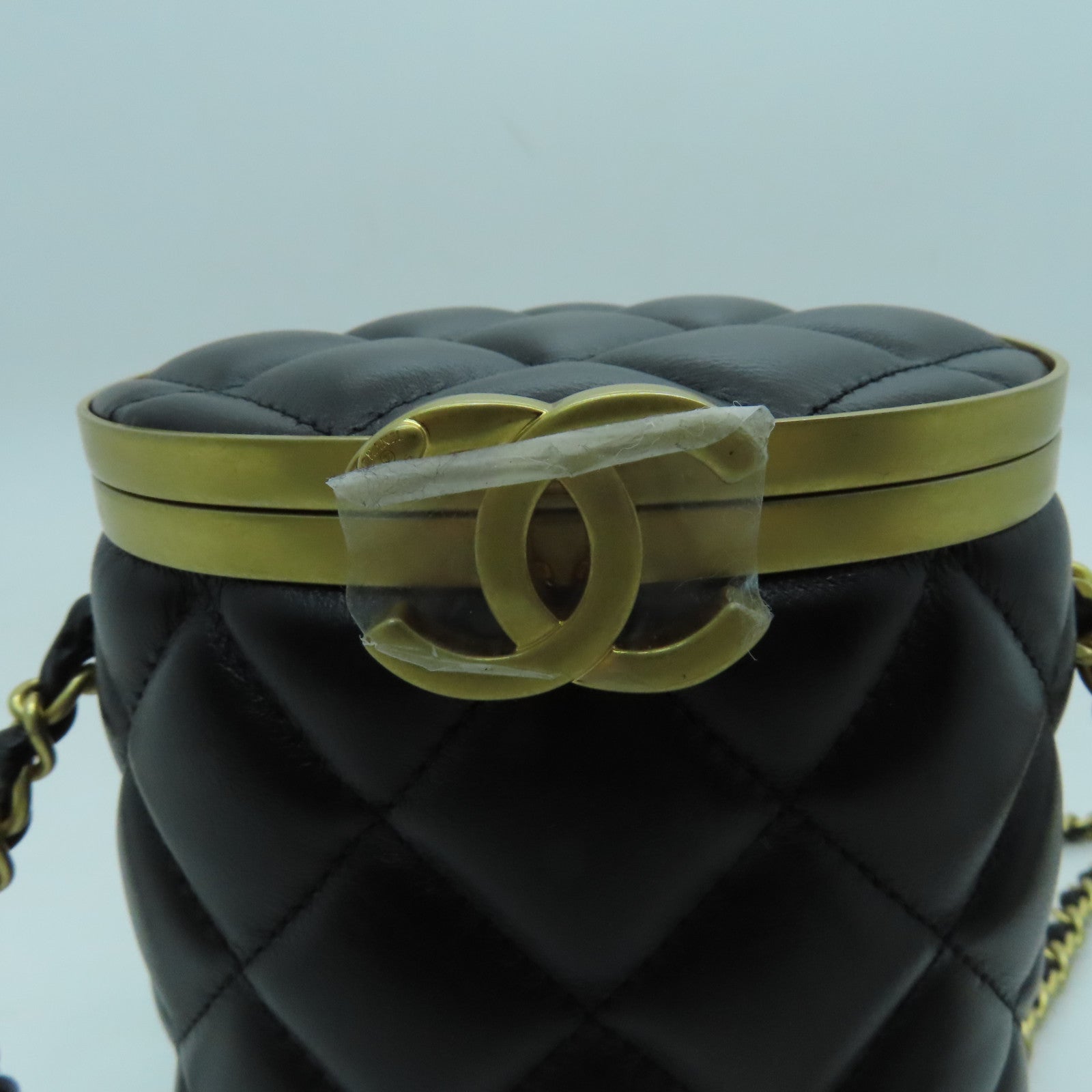 CHANEL Diamond Sheepskin Leather Chain Shoulder Gold Buckle Shoulder Bag Black