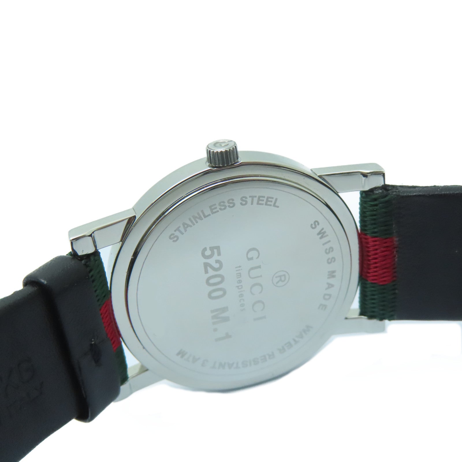 GUCCI 不鏽鋼/帆布Watch手錶綠色/紅色#17cm