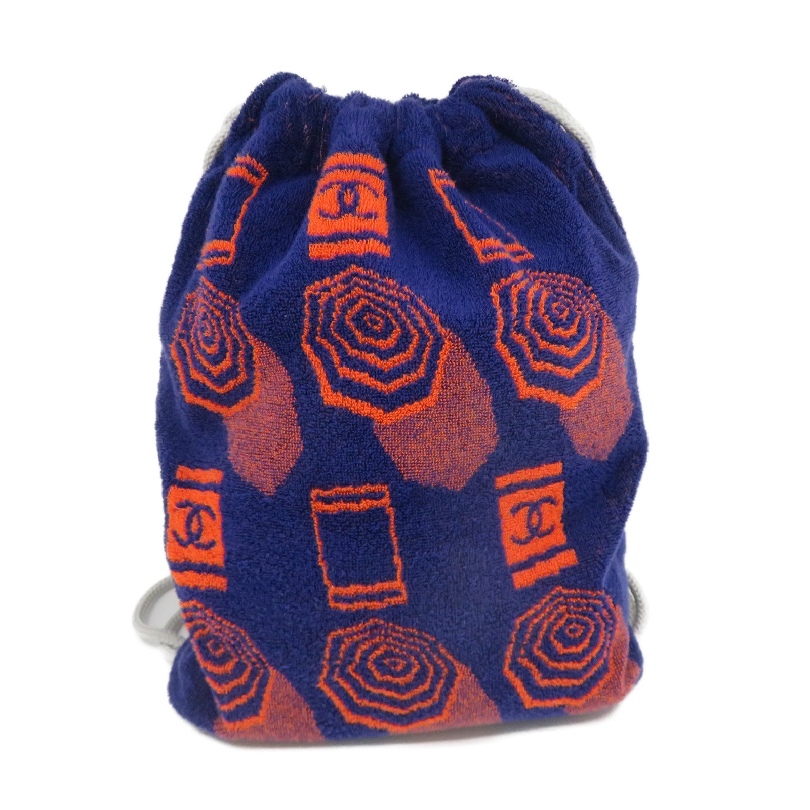 CHANEL 【激減優惠】棉布毛巾Towel Backpack背包寶藍色/橙色